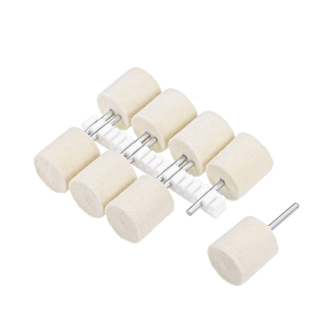 uxcell 18mm Wool Felt Mounted Points Cylinder Polishing Bits Burrs Buffing Wheels with 1/8