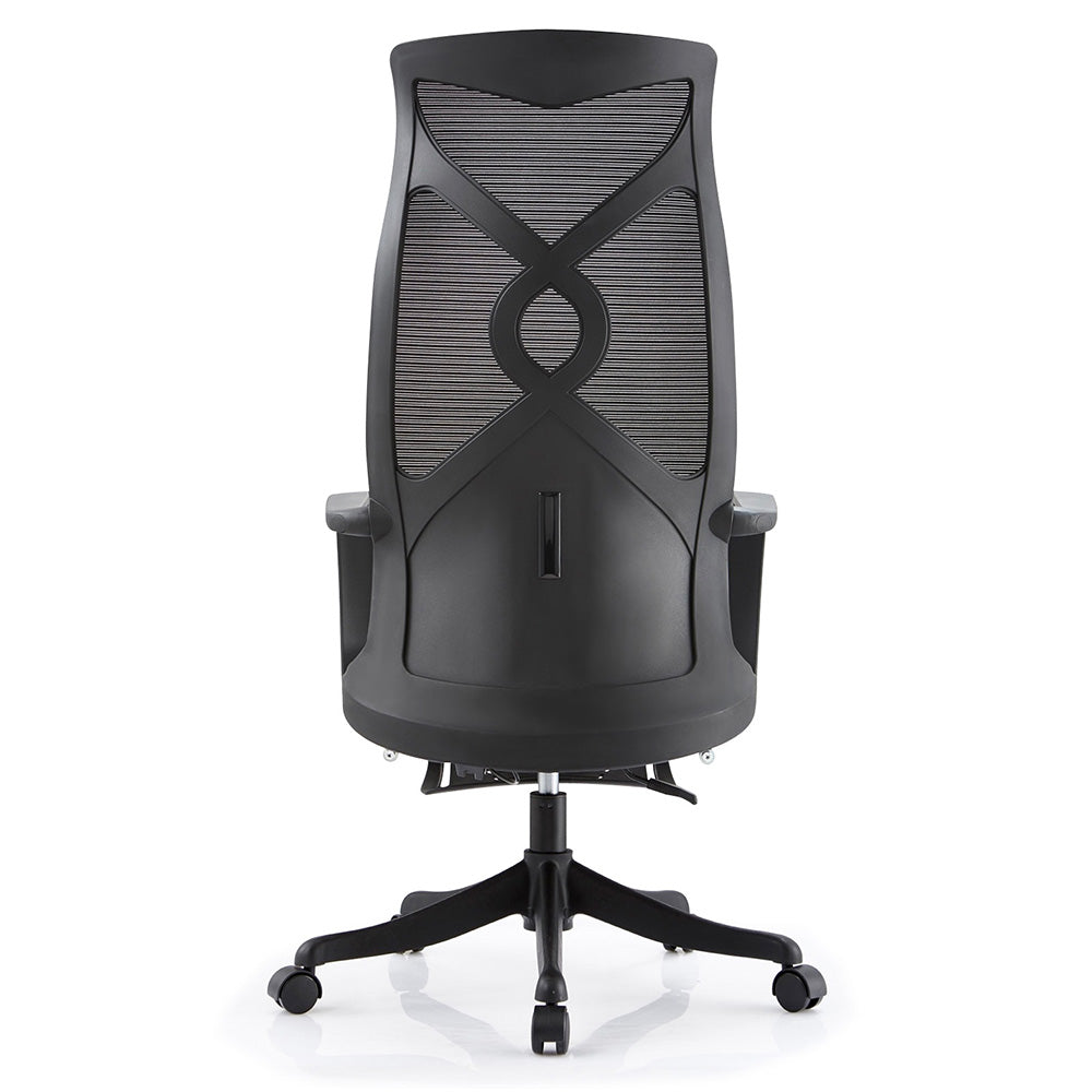 Murry High Back Office Chair with Retractable Footrest - Ergonomic Executive Desk Chair with Lumbar Support, Swivel & Tilt Function - Black - Perfect for Home Office, Gaming & Workspace Comfort
