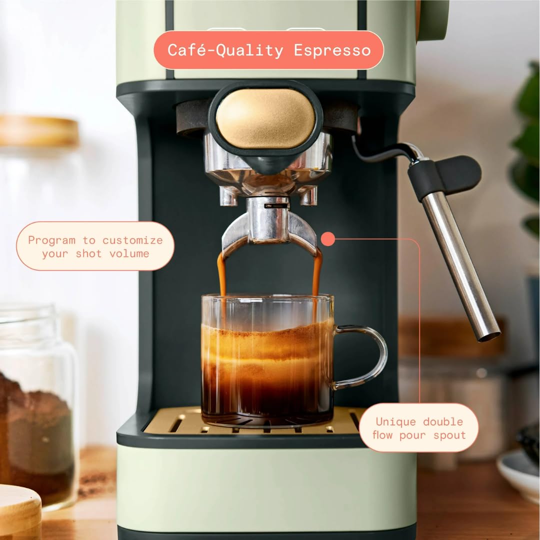 Premium 20-Bar Pressure Espresso Machine - Compact Fast Heating Coffee Maker with Milk Frother for Home & Office (Sage Green) | Perfect for Espresso, Latte & Cappuccino Lovers