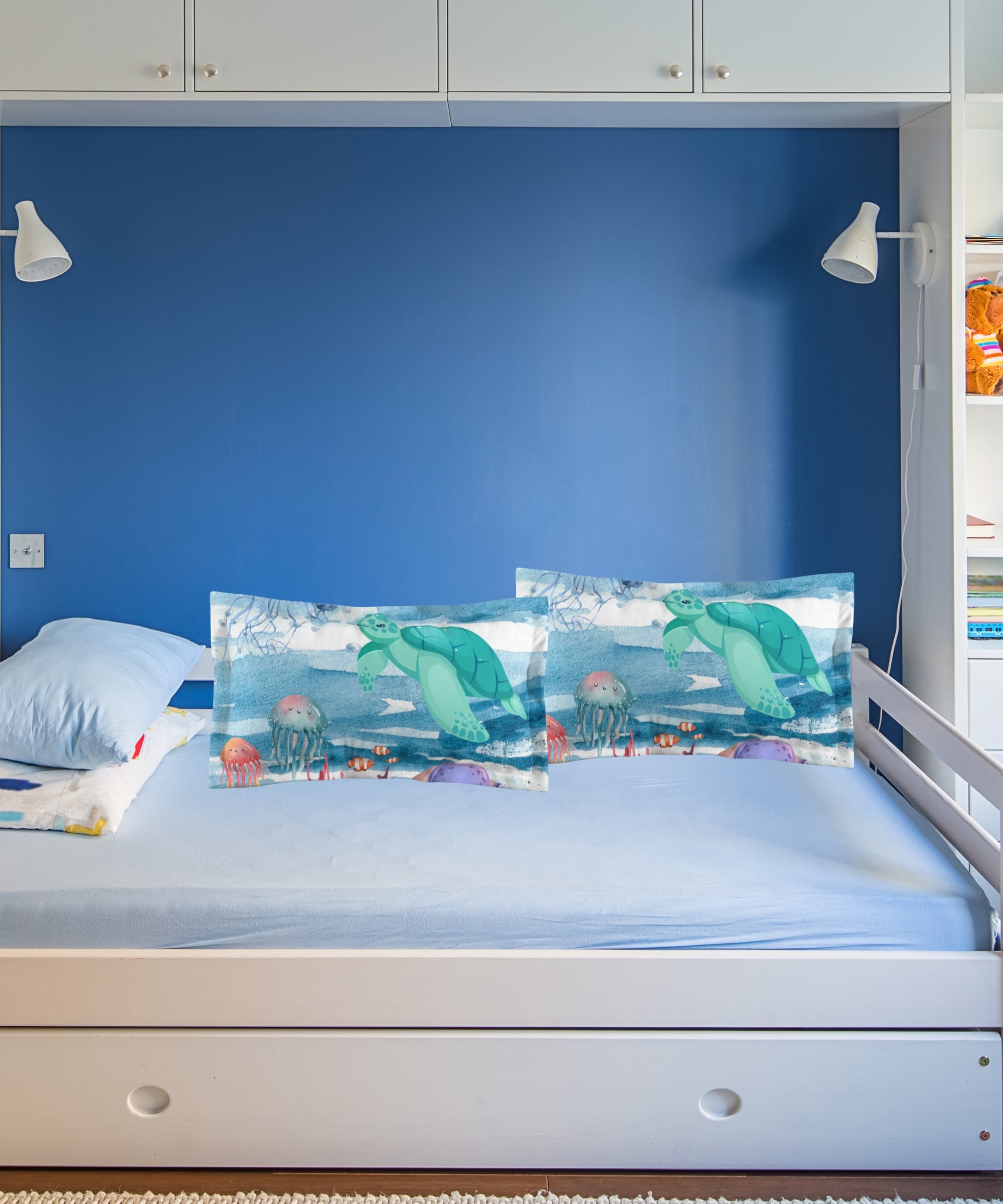Ocean Life Pillow Sham for Kids - Soft Sea Animal Design Bedding for Boys & Girls - Perfect for Nursery, Bedroom Decor & Themed Sleepovers