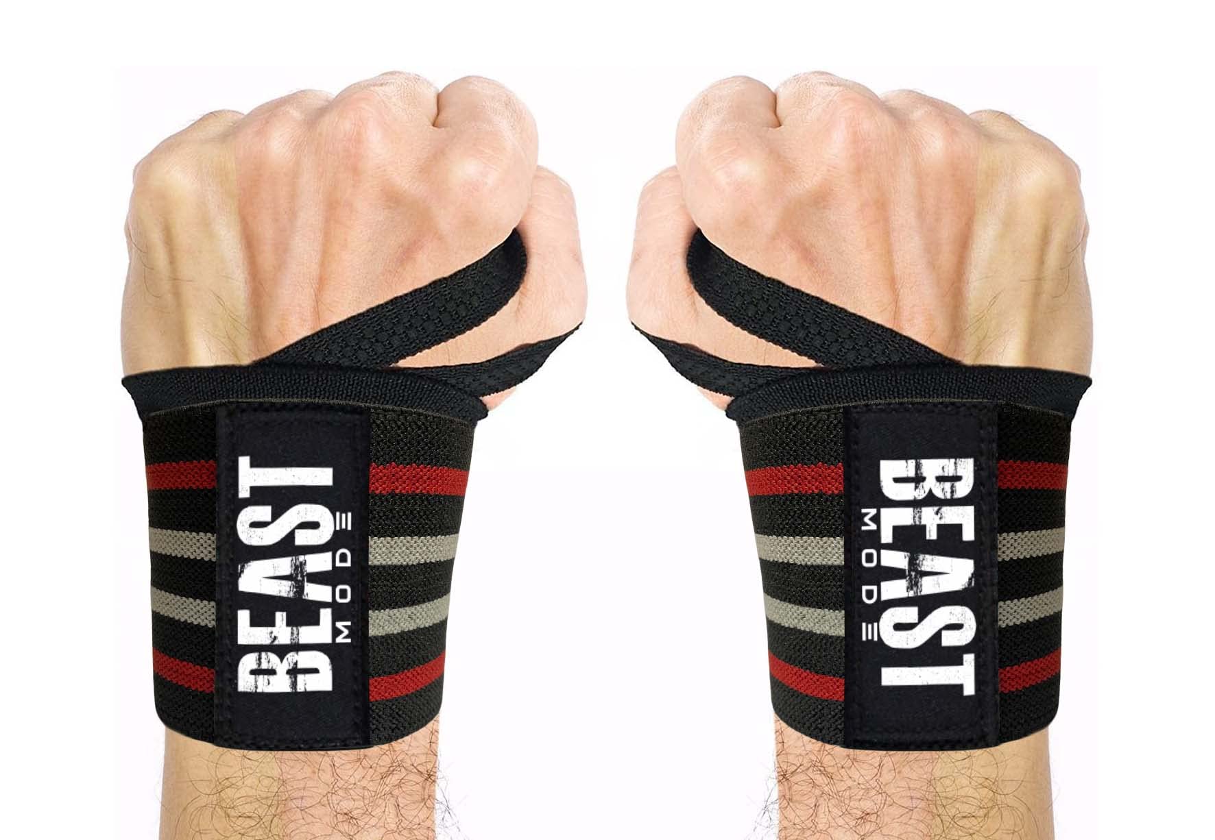 STEIGEN FITNESS Weightlifting Wrist Wraps for Men - Premium Gym Wrist Support Bands for Powerlifting, CrossFit & Strength Training - Breathable Workout Wrist Guards (Red & Gray) | Ideal for Deadlifts, Bench Press & Heavy Lifting