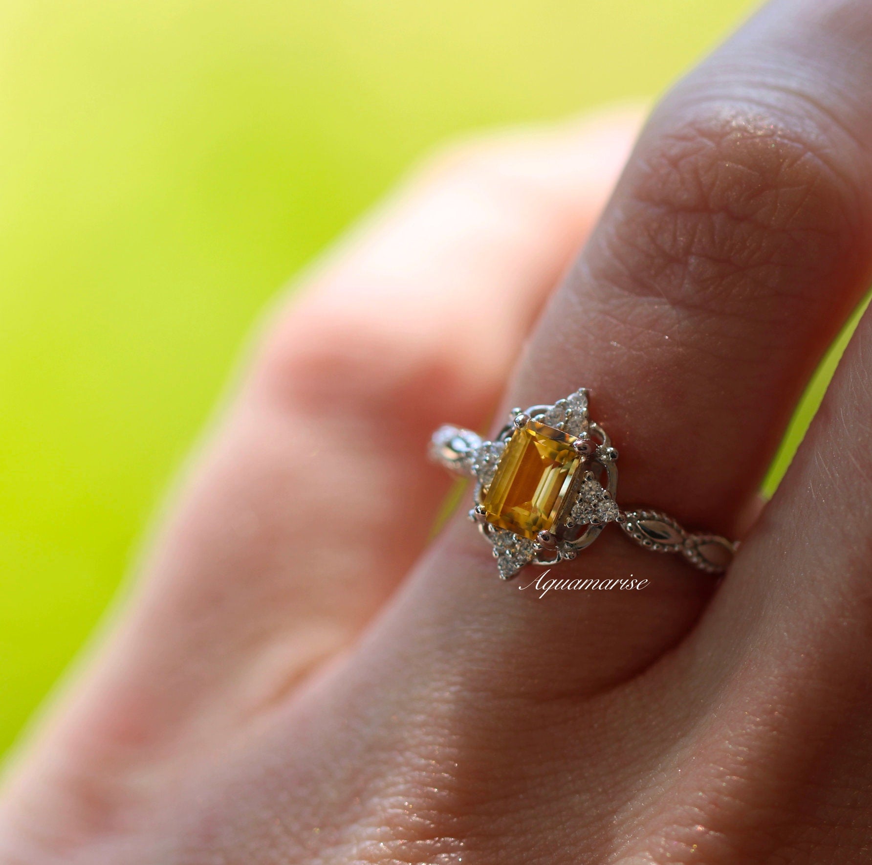 Claire Citrine Sterling Silver Ring for Women - Elegant Gemstone Jewelry for Everyday Wear, Gift Giving & Special Occasions