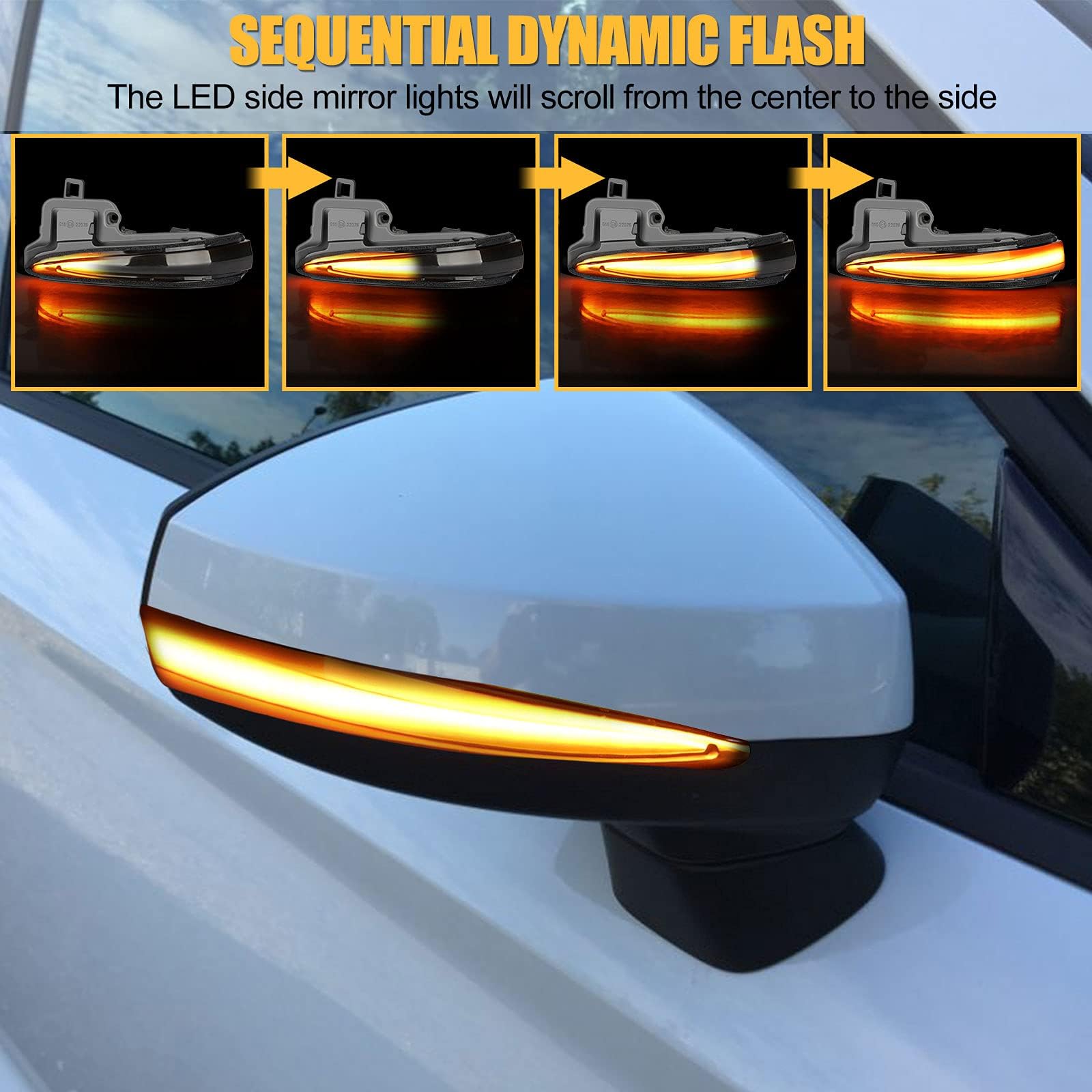 EEEKit 2PCS LED Side Mirror Turn Signal Lights - Sequential Dynamic Indicator Strip for 2016-2023 Toyota Tacoma, 2019-2024 RAV4 XA50, 2020-2024 Highlander XU70 - Easy Installation & Enhanced Safety for Night Driving & Parking