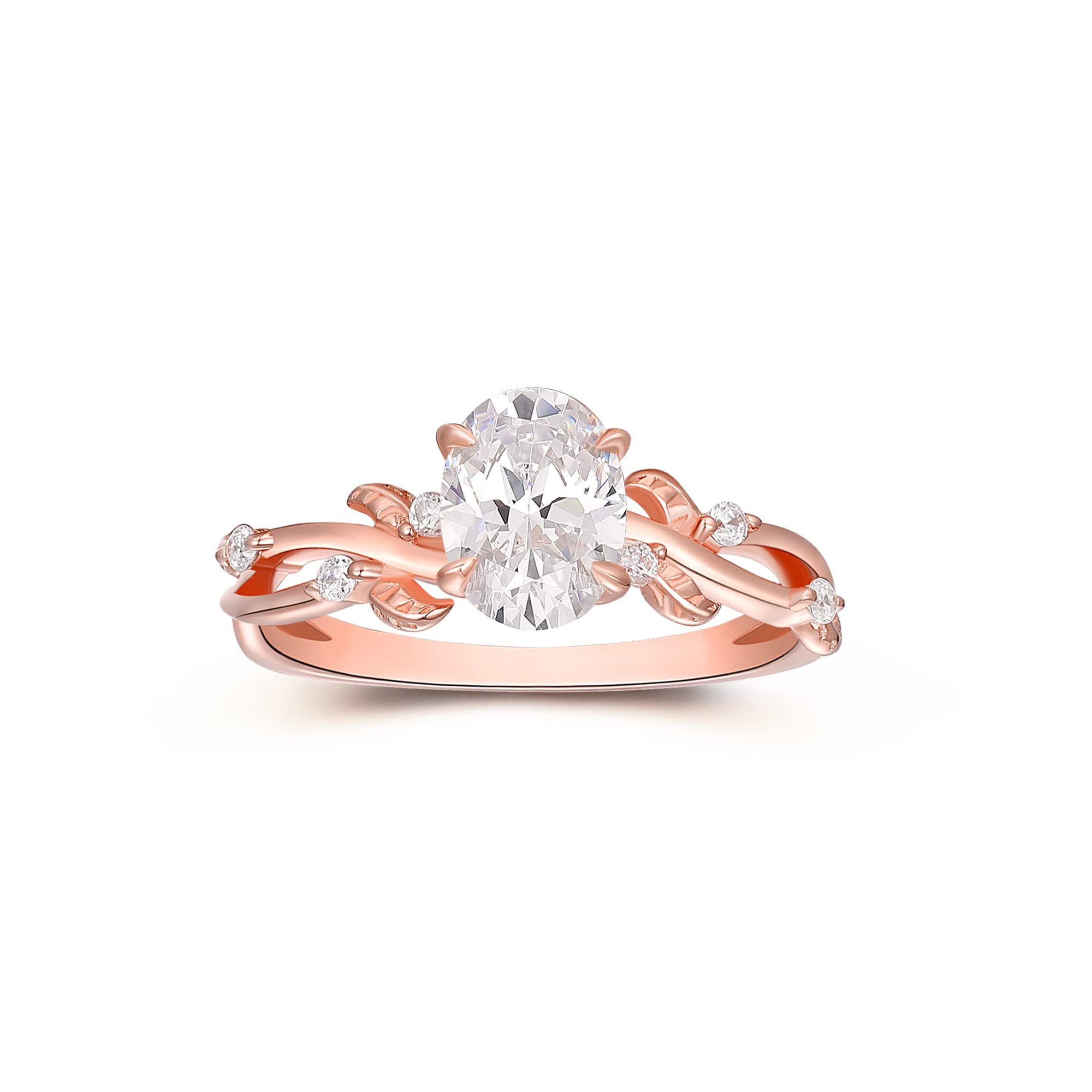 Frayerr Art Deco Oval Moissanite Ring - 1.50 Carat Lab-Created Oval Cut Moissanite Engagement Ring in 14K Gold - Vintage Vine Leaf Design Minimalist Wedding Band - Perfect Anniversary Gift for Wife, Bridal Jewelry & Special Occasion Present