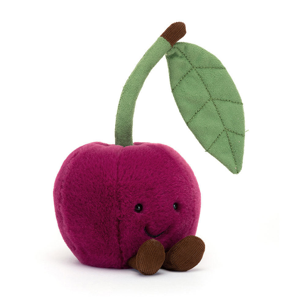 Amuseables Cherry Plush Toy - Cute & Soft Fruit Stuffed Animal for Kids & Adults - Perfect for Home Decor, Gifts, and Stress Relief
