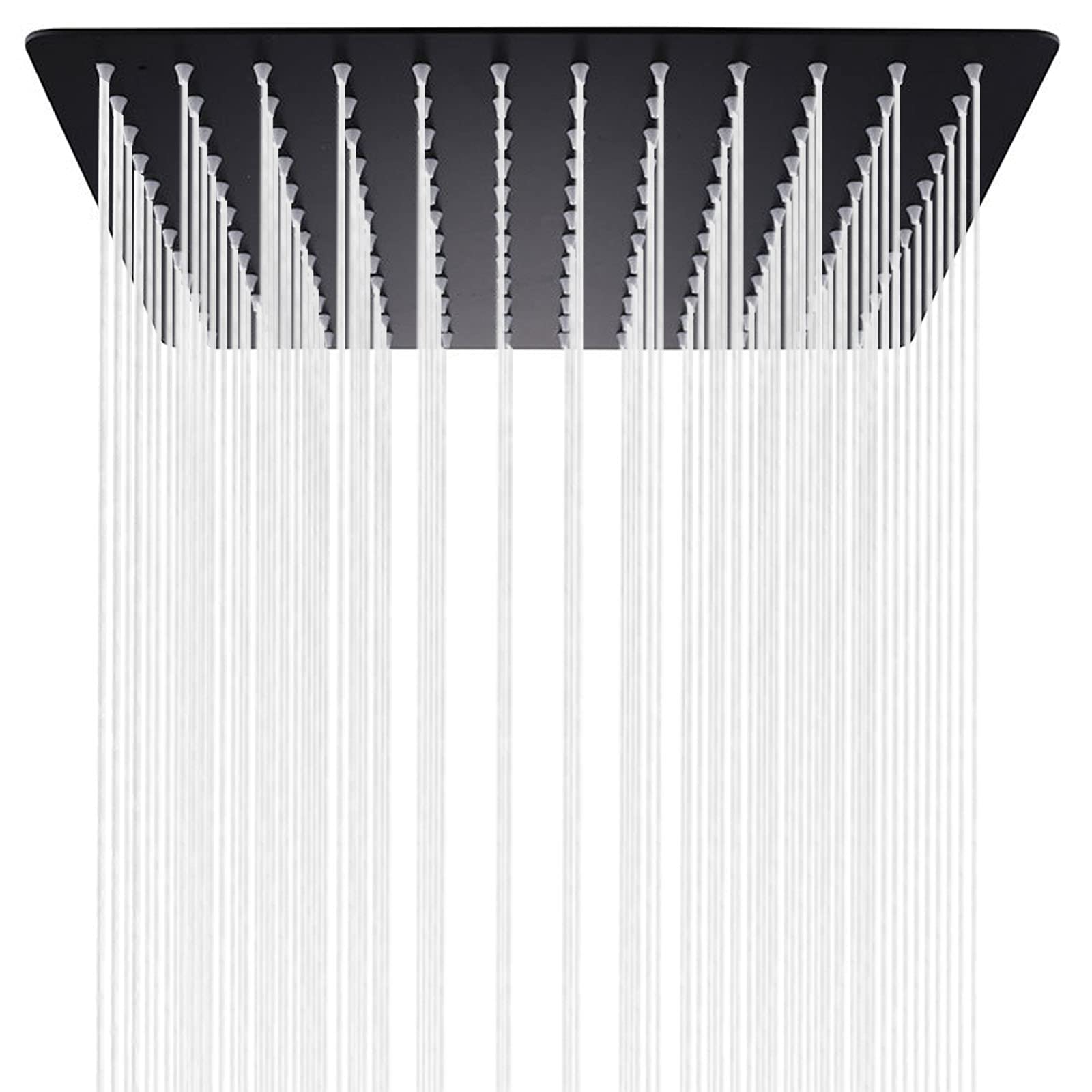 CASROCK 12 Inch Black Square Rain Shower Head - Ultra Thin 304 Stainless Steel Ceiling Mount - High Pressure Waterfall Showerhead for Luxurious Spa Experience - Perfect for Modern Bathroom & Master Suite Renovation