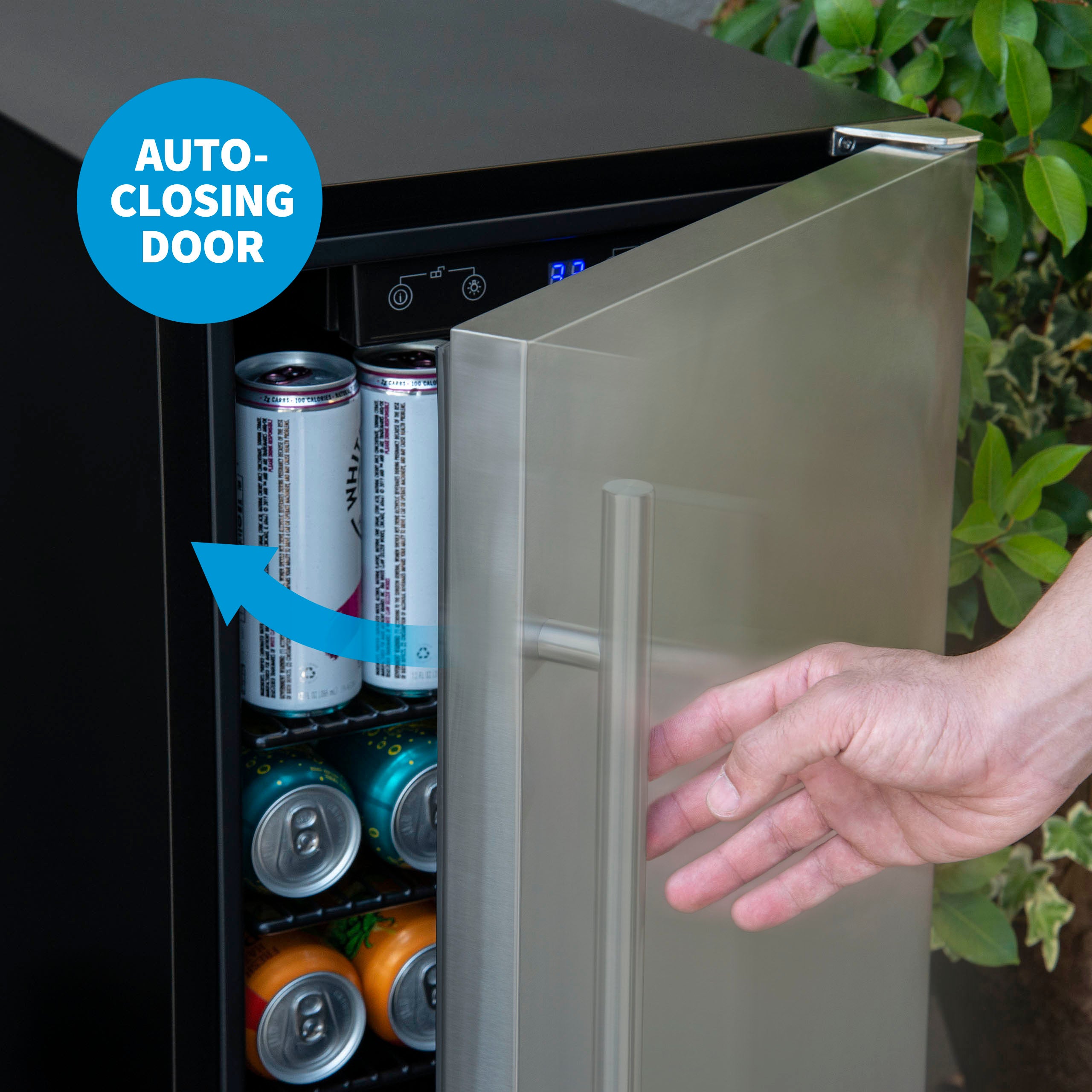 Newair® 90 Can Built-In Outdoor Beverage Refrigerator - Energy Efficient Compact Beer Cooler for Patio, Poolside & Backyard Entertaining