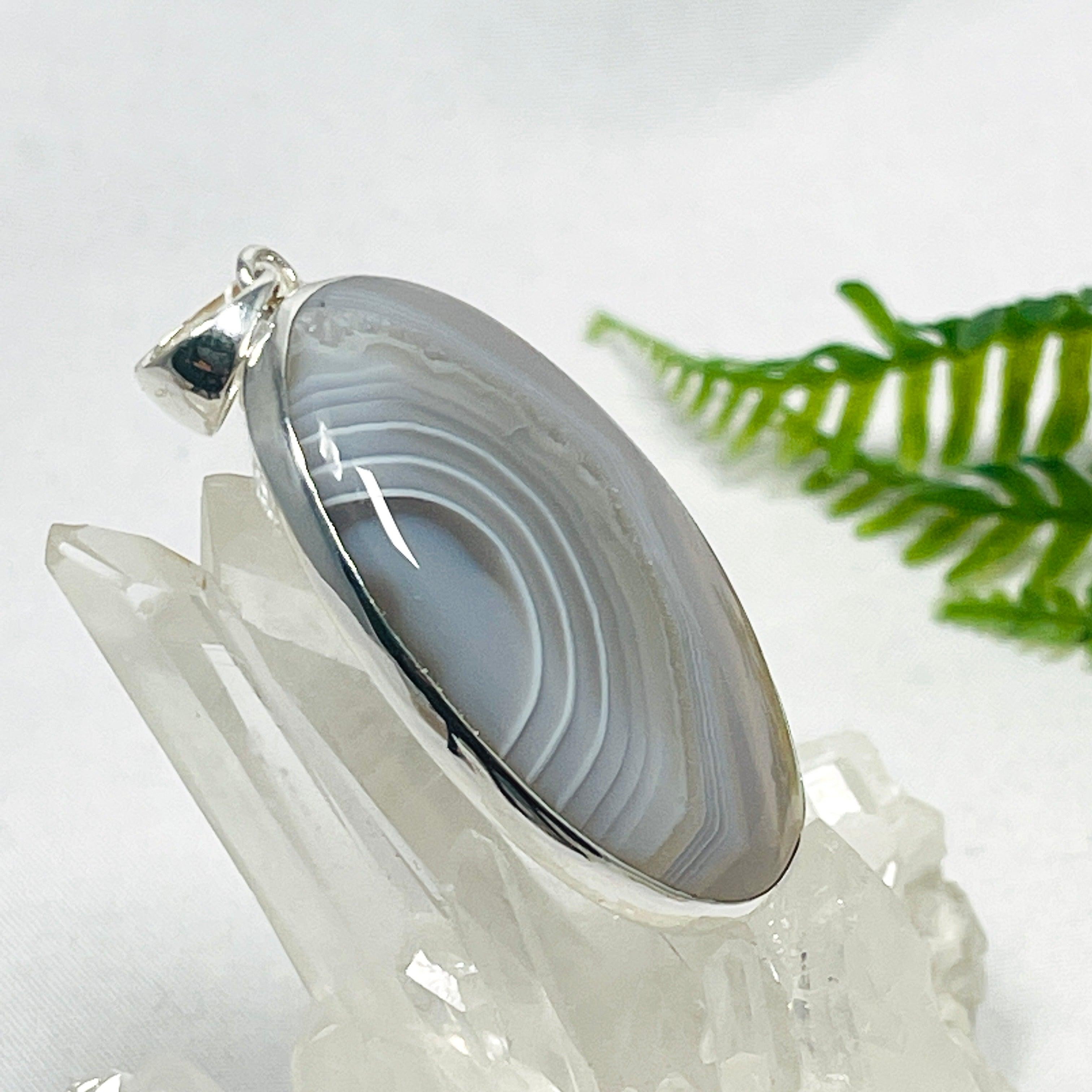 Natural Botswana Agate Oval Pendant Necklace - Handcrafted Gemstone Jewelry for Women - Perfect for Spiritual Healing, Meditation & Everyday Elegance