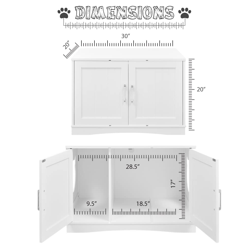 Stylish Cat Washroom Storage Bench - Litter Box Enclosure Furniture with Table | Spacious Hidden Storage | Easy to Assemble | Fits Most Litter Boxes | Modern White Design | Perfect for Small Spaces & Home Decor