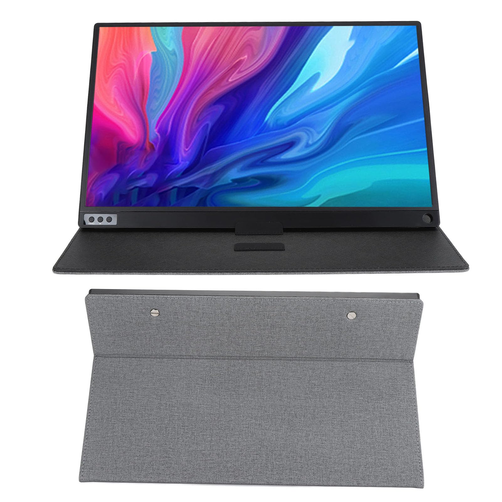 Jectse 16.1 Inch Full HD Portable Monitor with USB-C, IPS Display, Smart Cover & Built-in Speaker - Dual Screen Gaming & Work Monitor for Laptop, PC, Phone - Perfect for Remote Work, Travel & Mobile Office