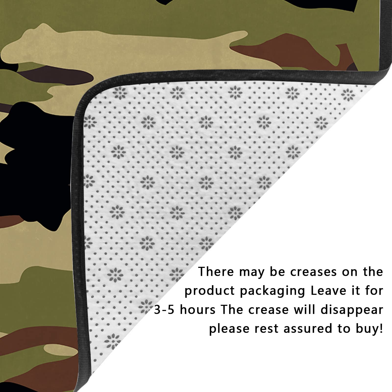 Washable Non-Slip Sponge Rug Mat - Soft Thick Camouflage Green Carpet for Kids Bedroom, Living Room, Bathroom & Dorm | Indoor Floor Mat for Home Decor, Play Area & Cozy Spaces