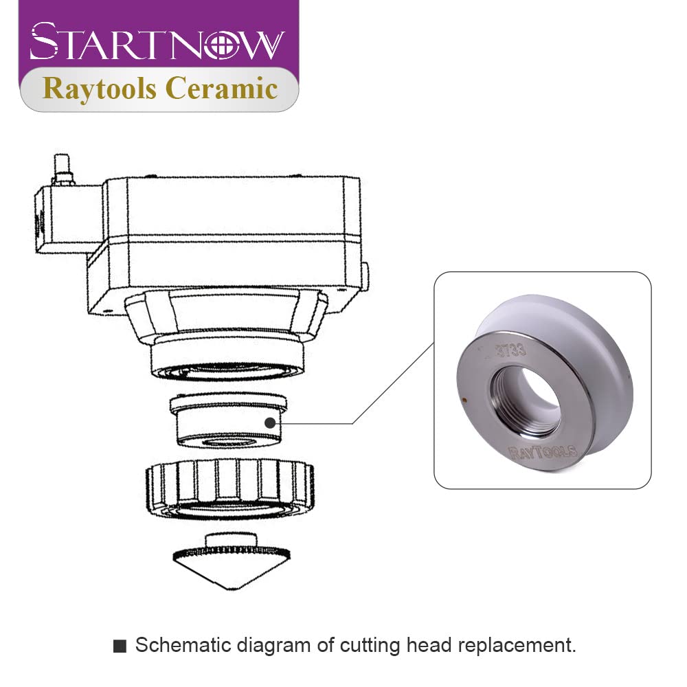 Original Raytools D32mm Laser Head Nozzle Holder for Empower Fiber Cutting Machine - 10 Pack (120274100B) | High-Precision Ceramic Nozzle for Metal Cutting, Engraving & Industrial Fabrication