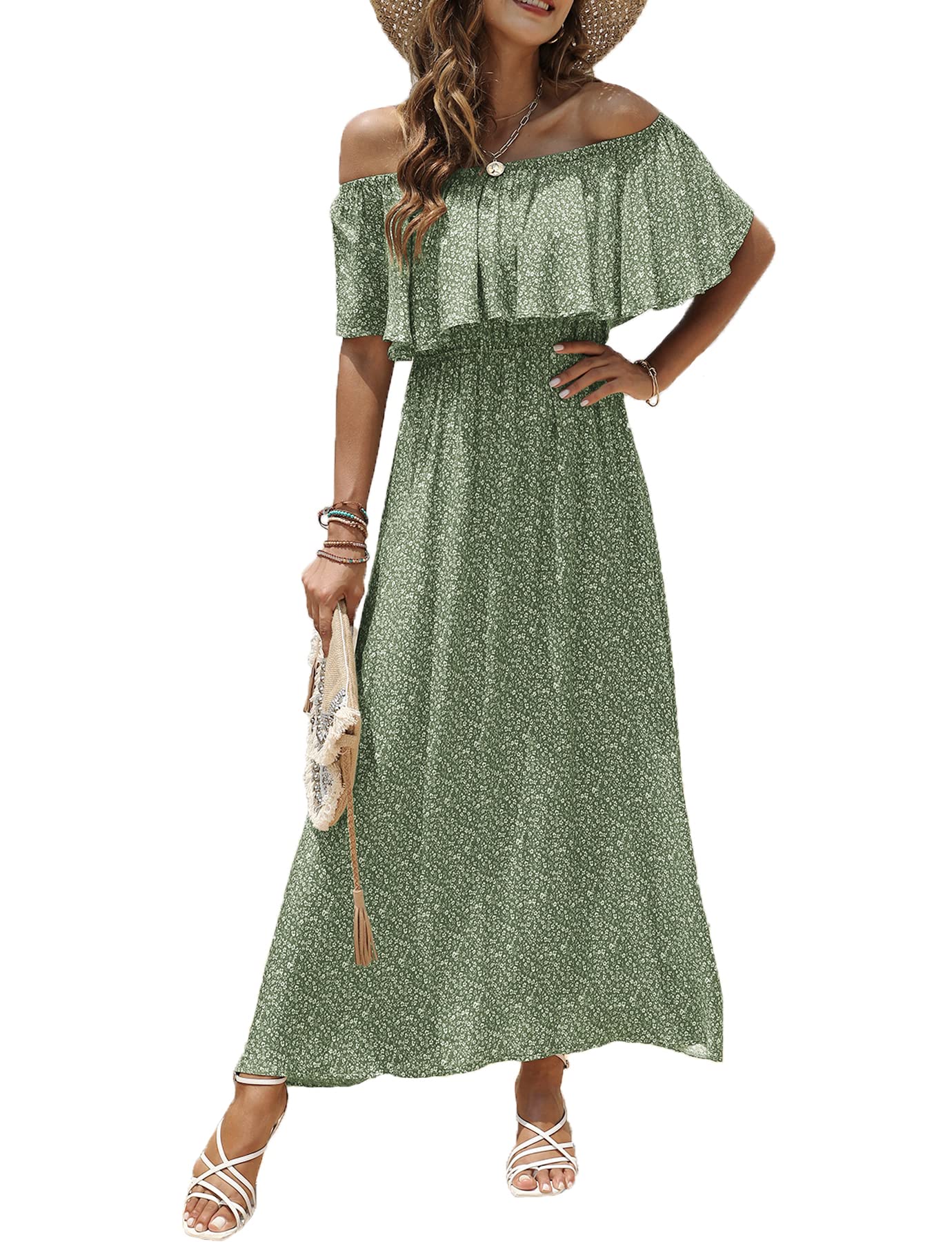 Bluetime Women's Summer Dress - Bohemian Lightweight Floral Printed Long Maxi Dress for Beach, Party & Vacation | Casual Boho Chic Outfit