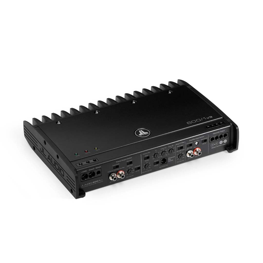JL Audio 600/1v3 Slash Series Class D Mono Amplifier - 600W RMS Power for Car Audio Systems | Perfect for Bass Enthusiasts & Custom Car Stereo Upgrades