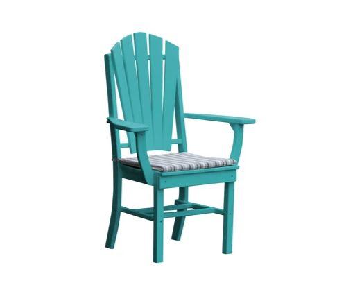 A&L Furniture Adirondack Dining Chair with Arms - Outdoor Patio, Garden, Poolside & Backyard Relaxation - Weather-Resistant Wood Dining Chairs for Comfortable Seating