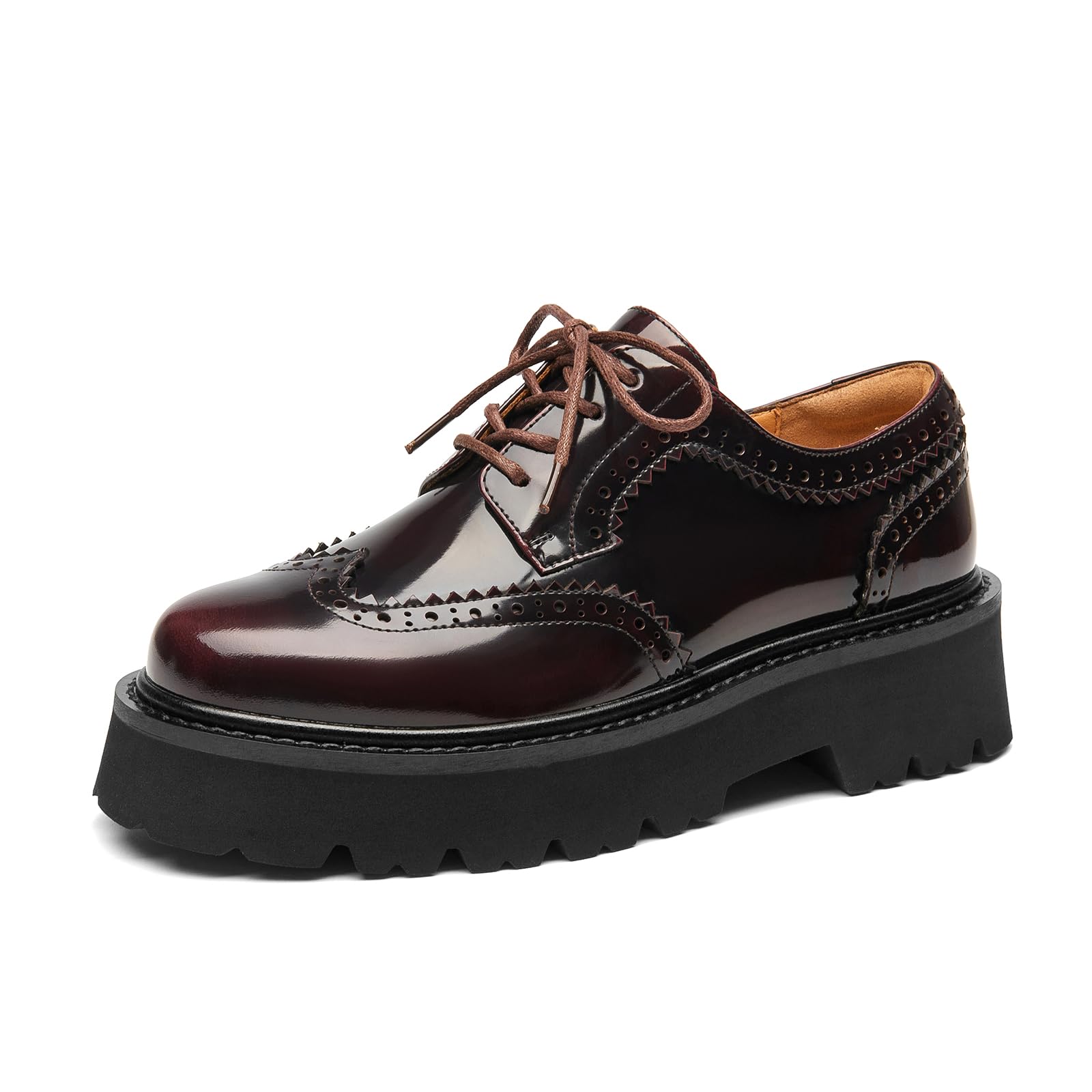 BEAU TODAY Women's Chunky Leather Lace-Up Oxford Shoes - Comfortable Platform Dress Shoes for Business, Office & Casual Wear | Perfect for Work, Professional Outfits & Everyday Style