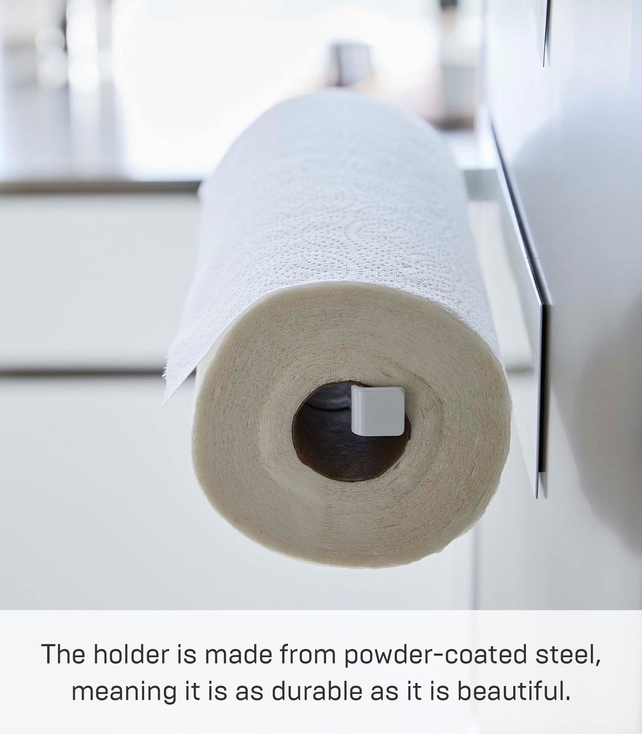 Yamazaki Home Magnetic Paper Towel Holder - Stainless Steel Kitchen Roll Dispenser with Vertical & Horizontal Mounting Options | Space-Saving Organizer for Kitchen Countertops, Pantries & Small Spaces