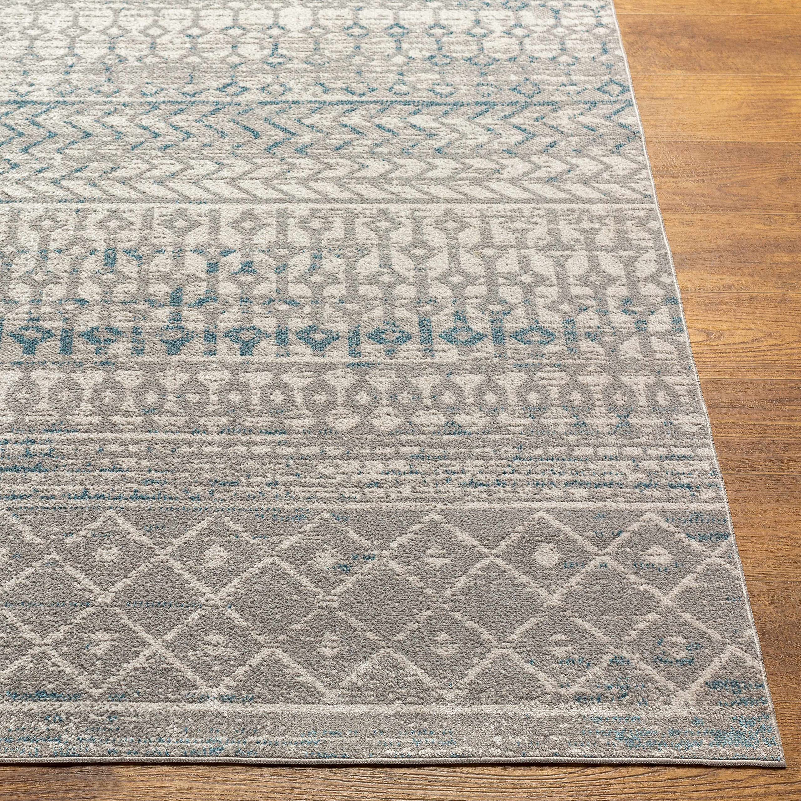 Springbok Machine Washable Area Rug - Blue & Gray Round 6'7