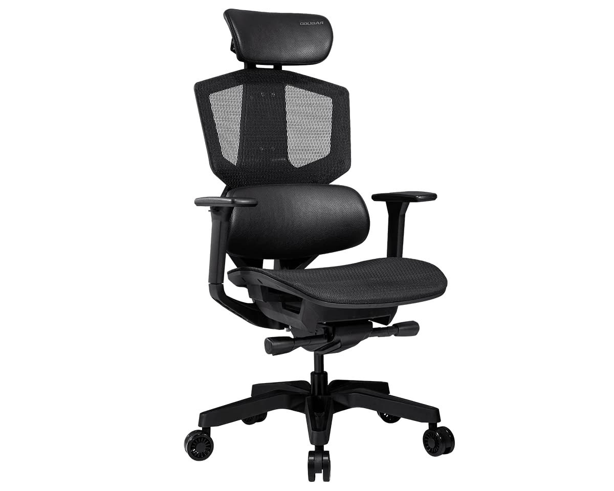 COUGAR Argo One Ergonomic Gaming Chair - Black - High Back Racing Style PC Gaming Chair with Adjustable Lumbar Support for Office, Home, and Esports