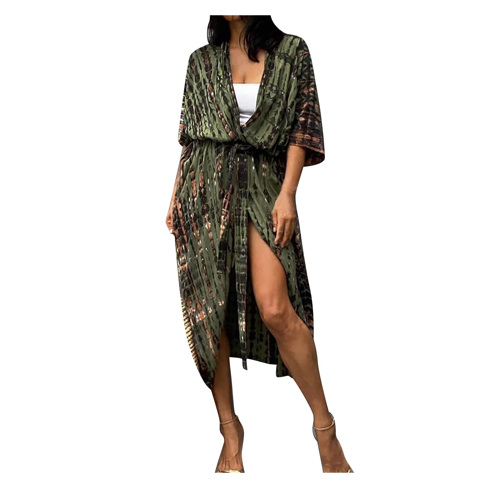 Women's Bohemian Beach Cardigan - Loose Knit Shawl Sweater & Blouse Set for Casual Outings, Layering, and Beach Cover-Up