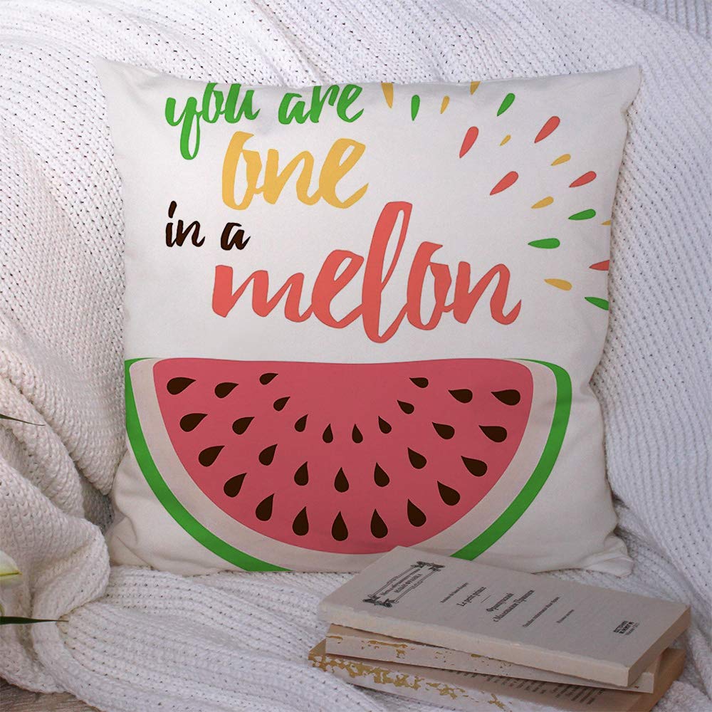 Emotional Love Print Watermelon Throw Pillow Covers 18x18 Inch - Handwritten Valentine's Fruit Symbols for Couch, Sofa & Home Decor | Perfect for Living Room, Bedroom & Gift Giving