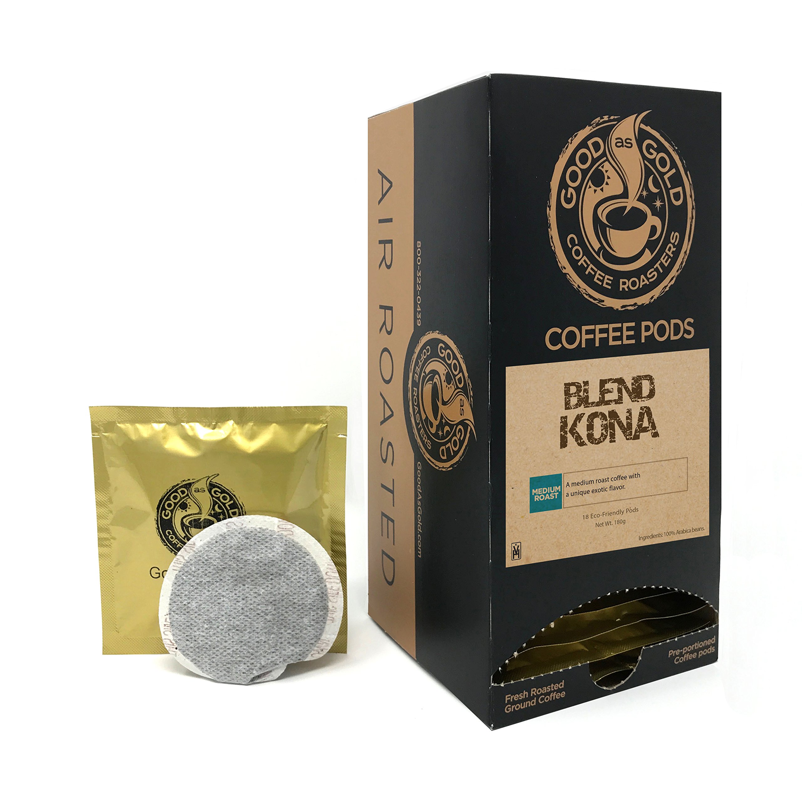 Premium Kona Blend Coffee Pods - 18 Count Box - 100% Arabica Single Serve Pods for Keurig Brewers - Perfect for Home, Office & Gifting