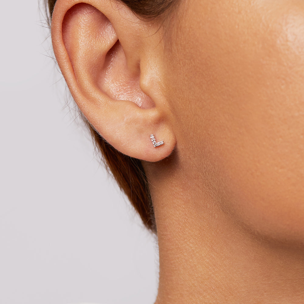 10k Gold Diamond Letter L Single Stud Earring - Elegant Initial Jewelry for Women, Perfect for Gifts, Everyday Wear & Special Occasions