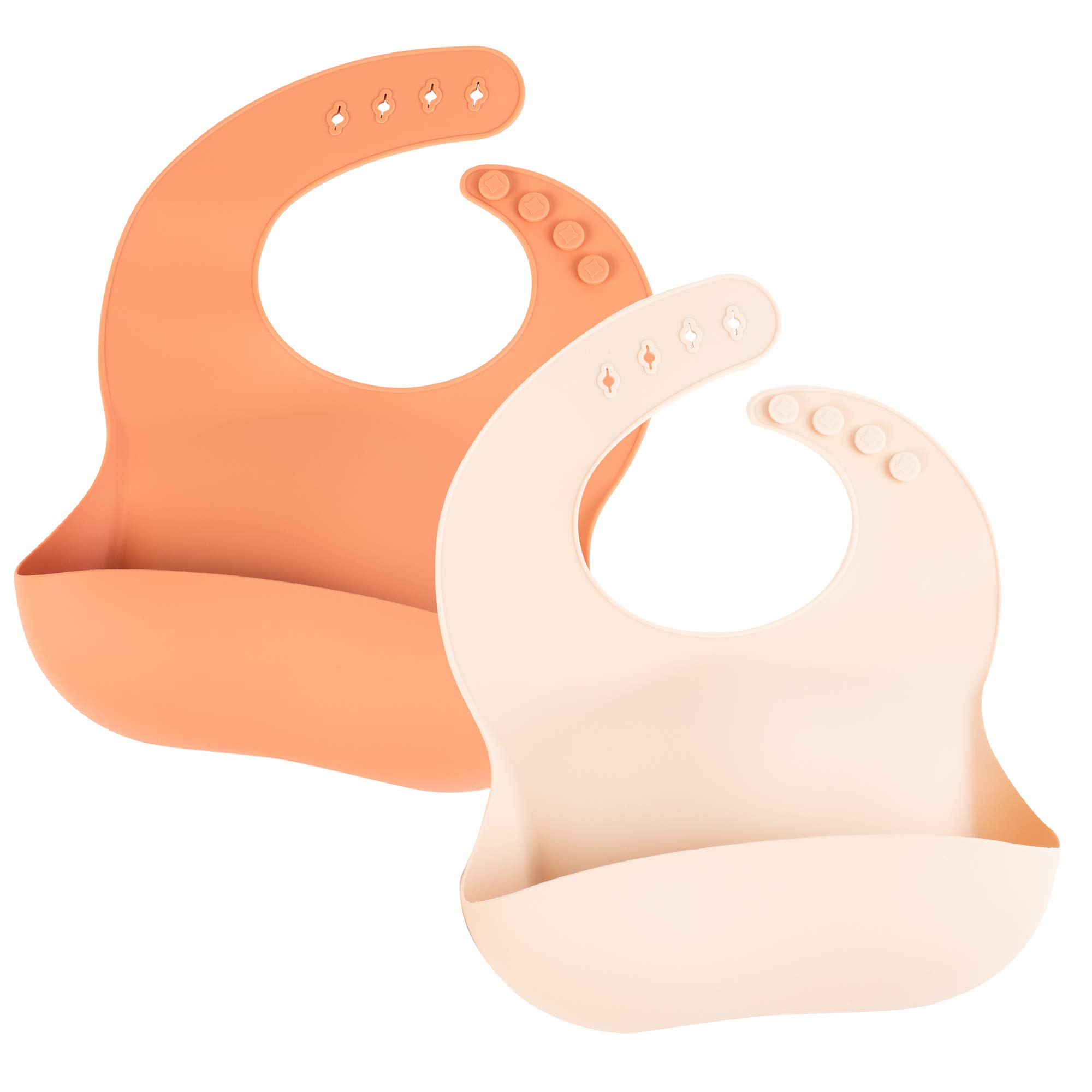 Soft Silicone Baby Bibs with Food Catcher - Waterproof & Adjustable for Girls & Boys (6-36 Months) - 2-Pack Set - Perfect for Mealtime, Travel & Messy Play