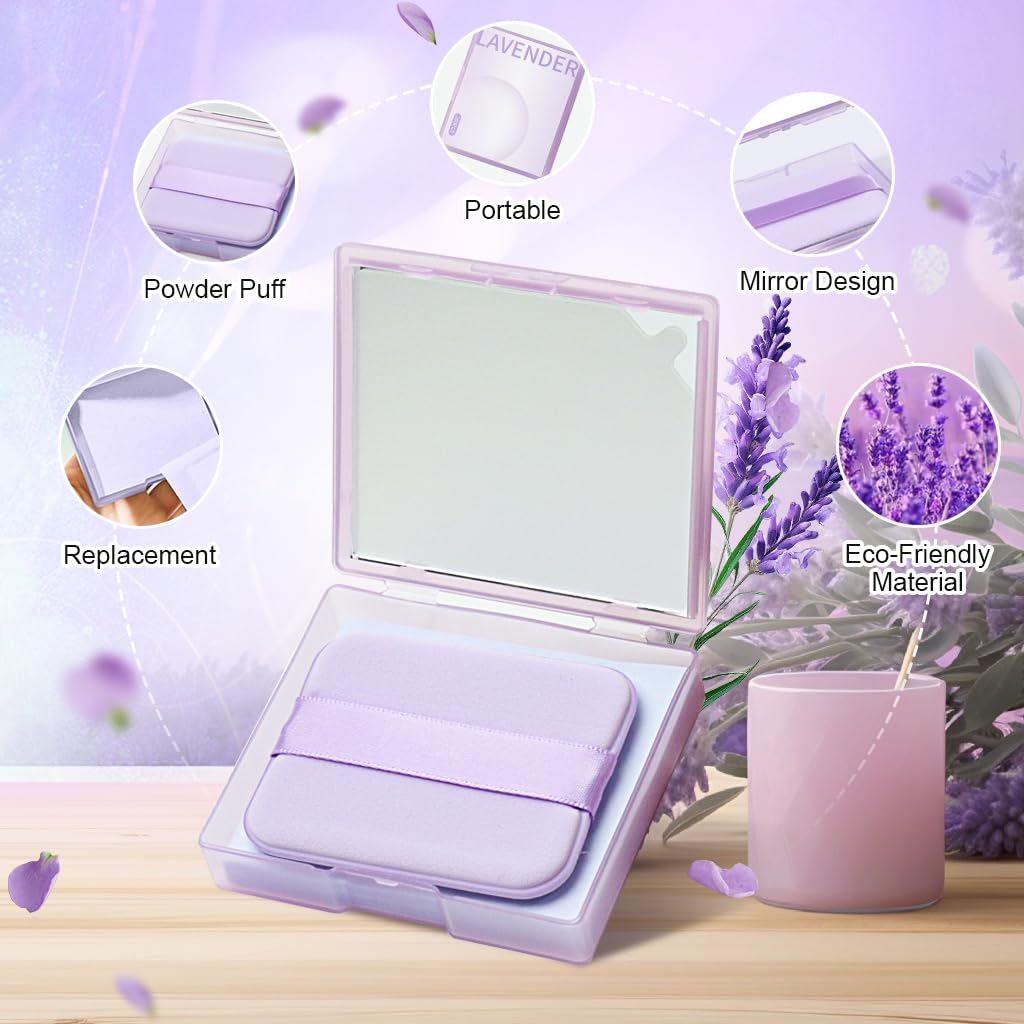 MAYCREATE® Oil Absorbing Blotting Papers for Oily Skin - 200 Count Natural Linen Facial Blotting Sheets with Built-in Mirror & Powder Puff | Matte Finish Makeup | On-the-Go Shine Control (Lavender Scented) - Perfect for Gym, Office & Travel Touch-Ups