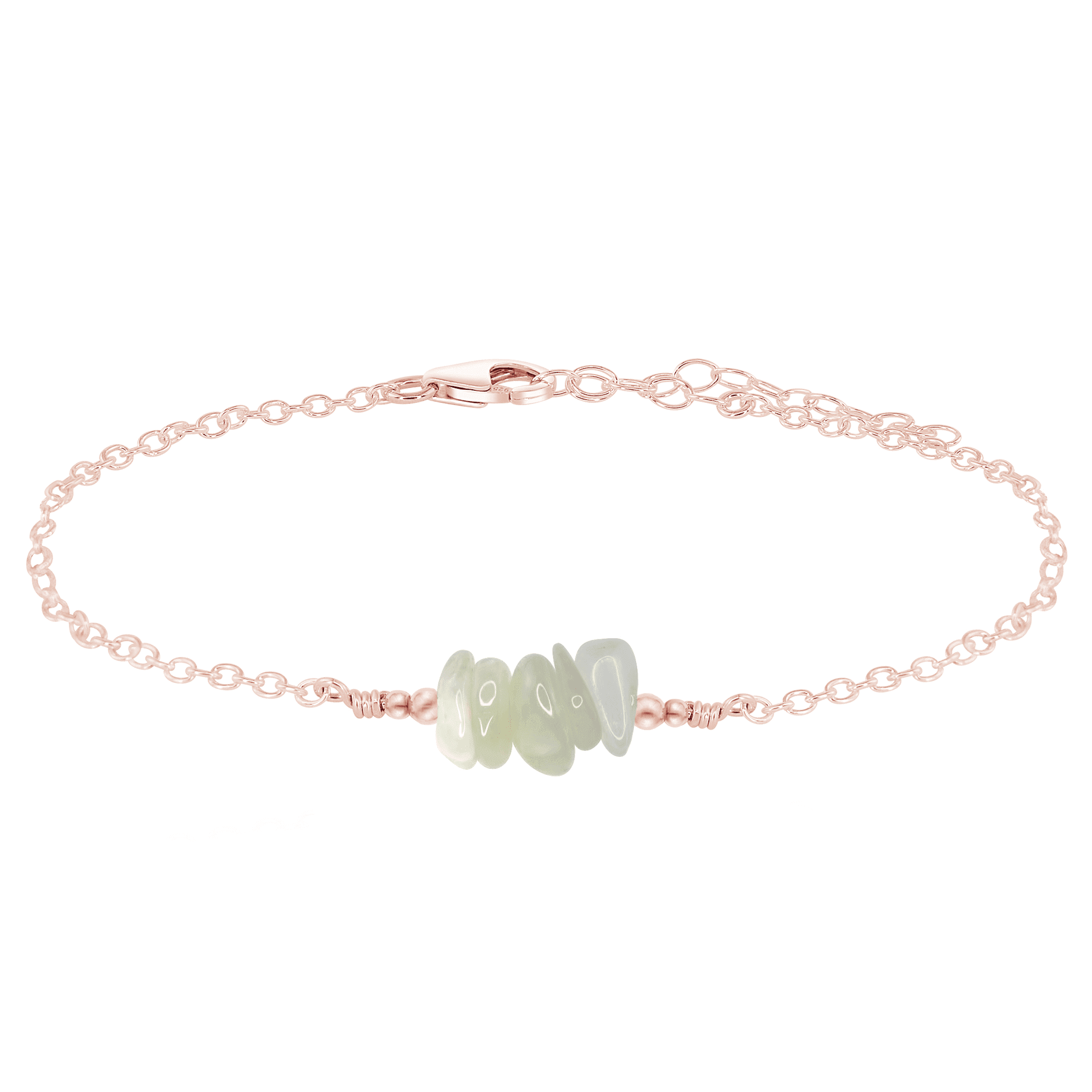 White Moonstone Chip Bead Bar Anklet - Elegant Crystal Ankle Bracelet for Women | Boho Beach Jewelry, Yoga Accessories & Summer Festival Fashion