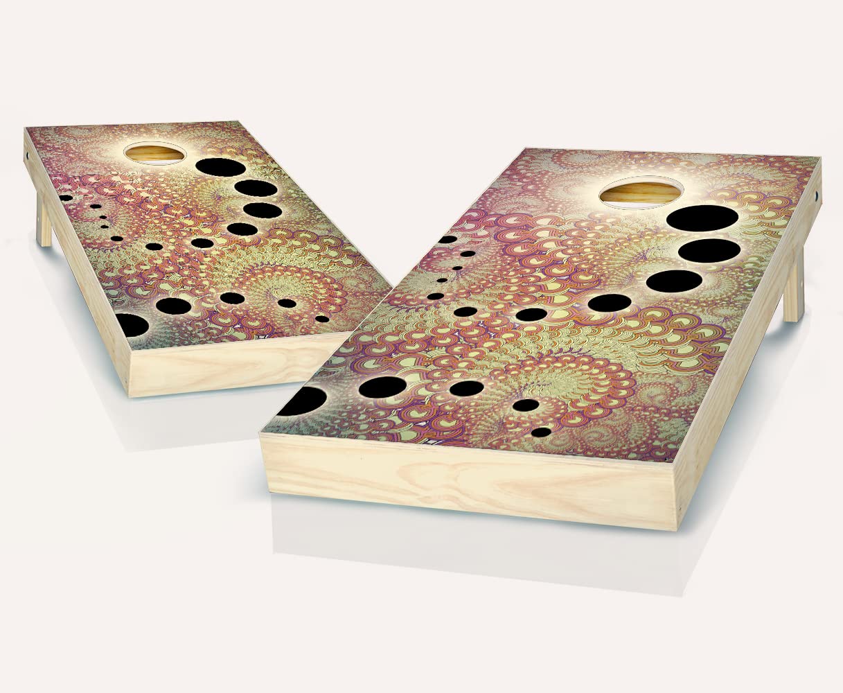 Premium Fractal Shift Cornhole Boards Set with 8 Bags & Accessories - Regulation Size Outdoor Bean Bag Toss Game for Backyard, Tailgating & BBQ Parties