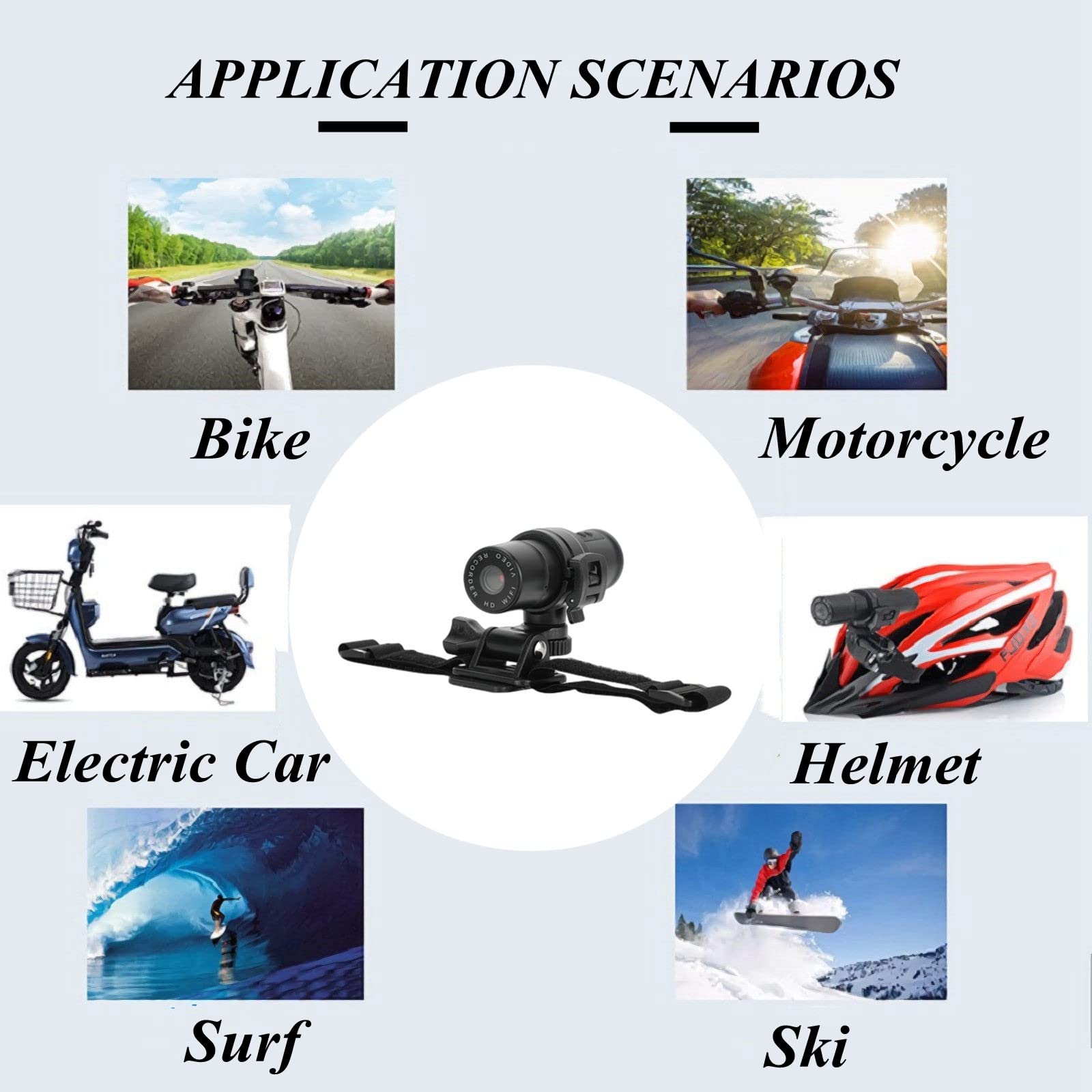 **Motorcycle Helmet Camera with WiFi - 1080P Front & Rear Dash Cam, 120° Wide Angle Action Camera for Biking & Outdoor Adventures - Loop Recording for Wilderness Riding & Cycling**
