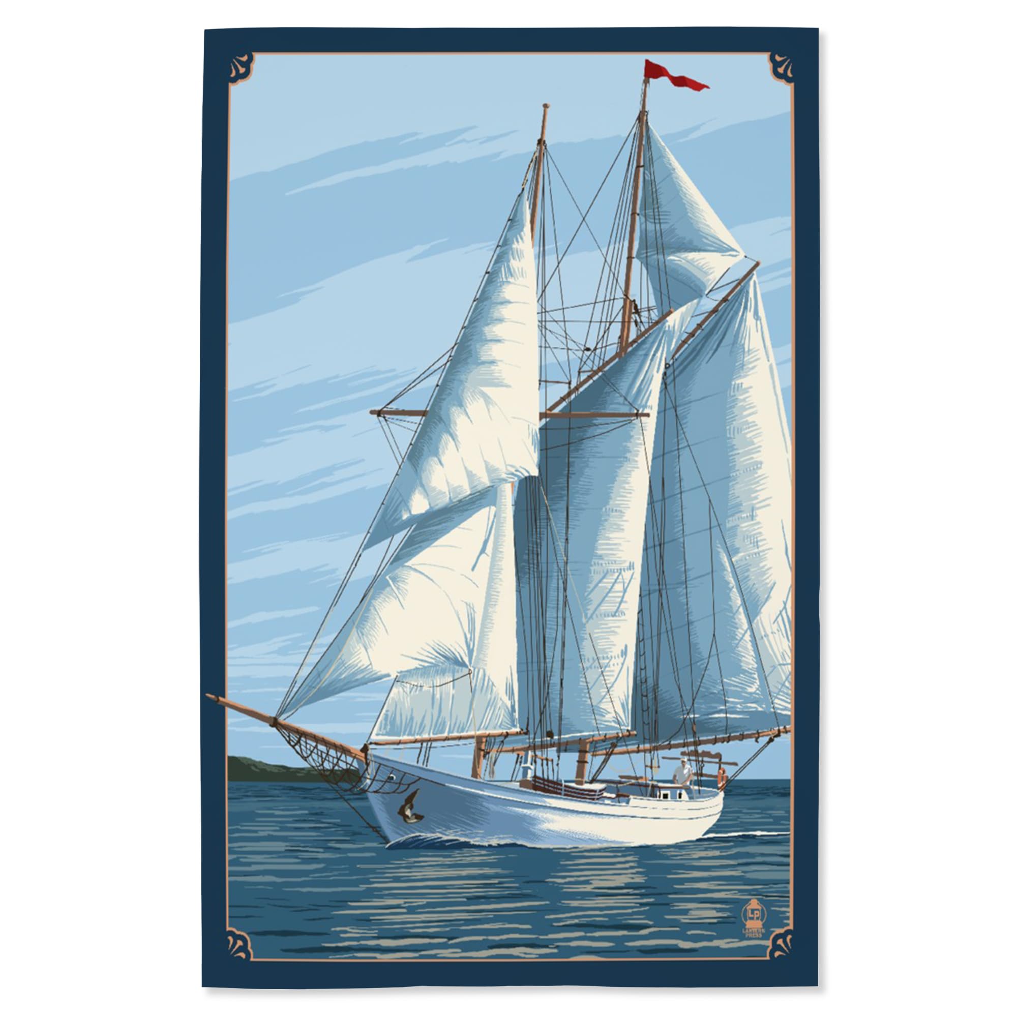 Lantern Press 16x24 Inch Giclee Art Print - Premium Sailboat Wall Decor | Coastal Nautical Wall Art for Living Room, Bedroom & Office