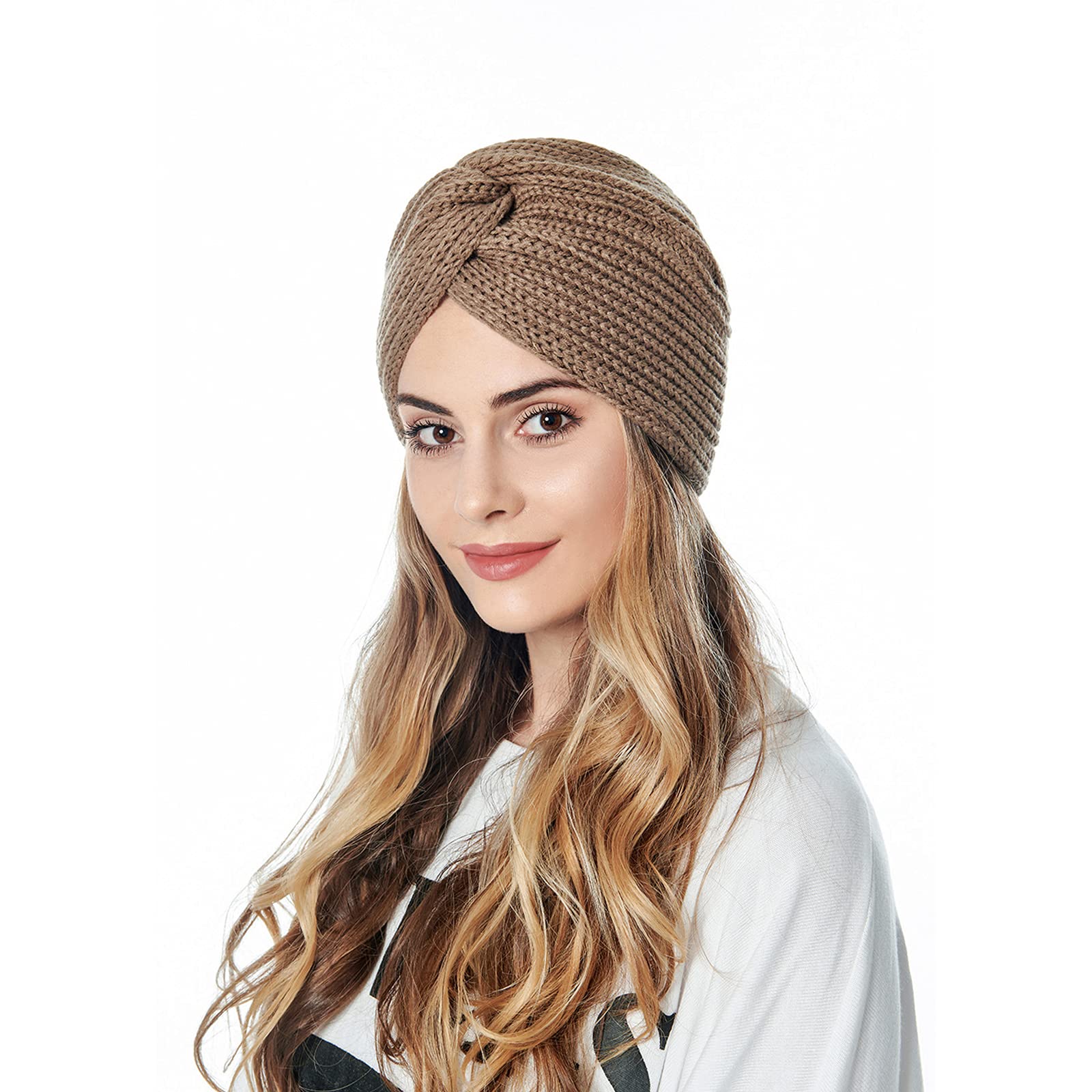 3-Piece Women's Knitted Winter Headscarf Set - Warm Beanie Hat & Headband Combo for Sleeping, Chemo, and Cold Weather (Black, Navy, Khaki) - Cozy Accessories for Indoor Comfort & Outdoor Activities