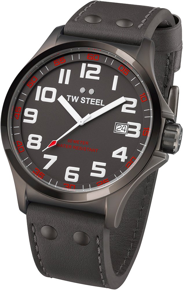 TW Steel Pilot Grey Dial Titanium PVD Stainless Steel Men's Watch TW421 - Stylish Aviation-Inspired Timepiece for Business, Casual & Outdoor Adventures