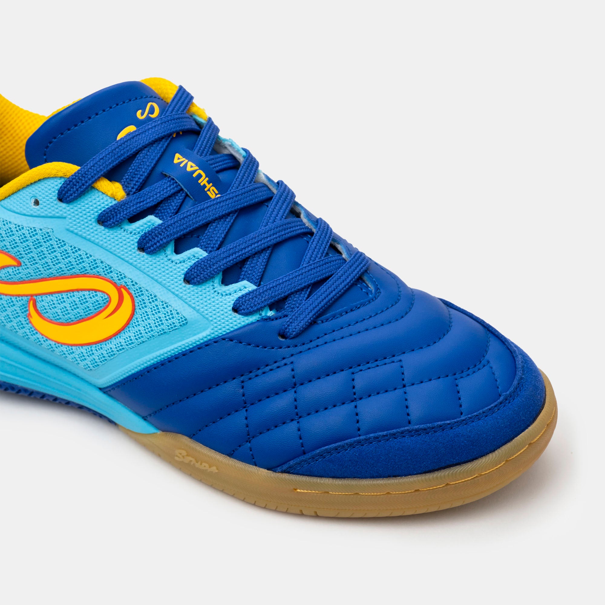 Senda Athletics USHUAIA Club 2.0 Futsal Soccer Shoes for Men & Women - Lightweight Indoor Football Cleats with Non-Marking Sole in Blue/Yellow - Perfect for Futsal, Indoor Soccer, and Court Sports