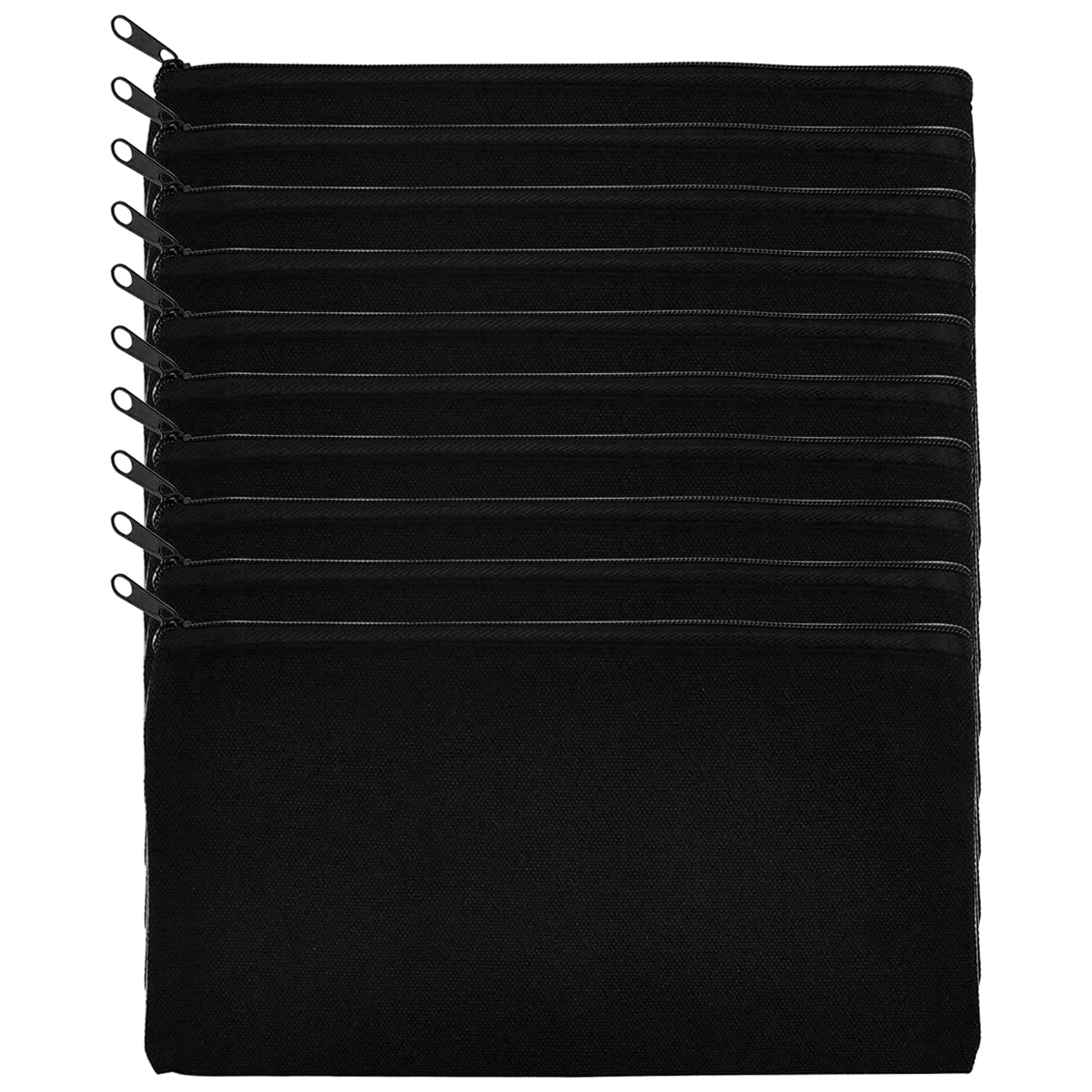 10 Pack Blank DIY Canvas Zipper Pouch Bags - 8.3