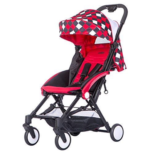 Mia Moda Enzo Urban Stroller - Lightweight Compact Baby Stroller with Adjustable Canopy, Red | Perfect for City Walks, Shopping & Travel