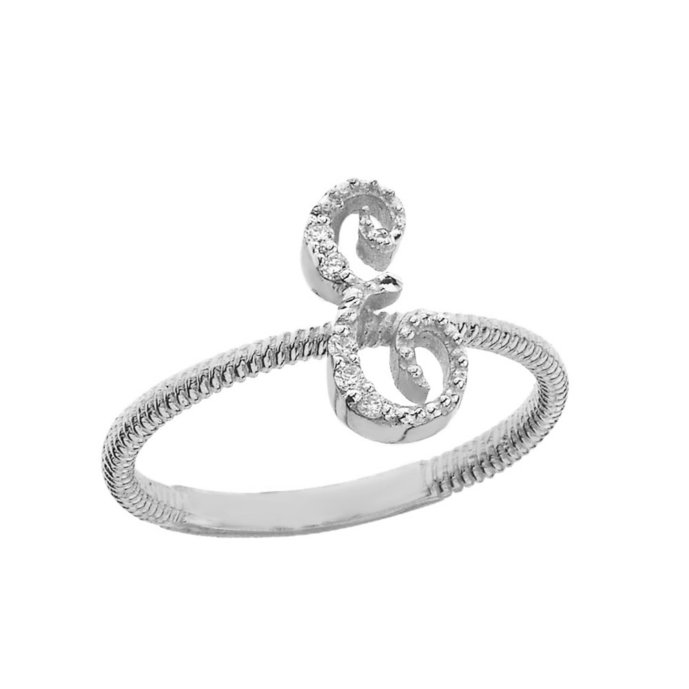 10K White Gold Diamond Initial Letter 