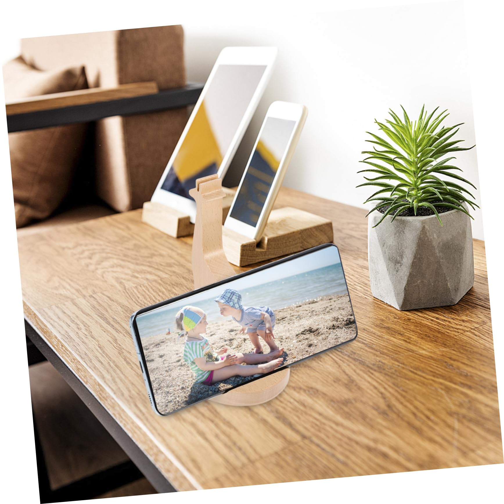 Xiaolu Wooden Phone Stand Holder - Adjustable Desktop Phone Bracket for iPhone, Samsung, Tablets - Perfect for Home Office, Bedside, Kitchen Counter & Video Calls