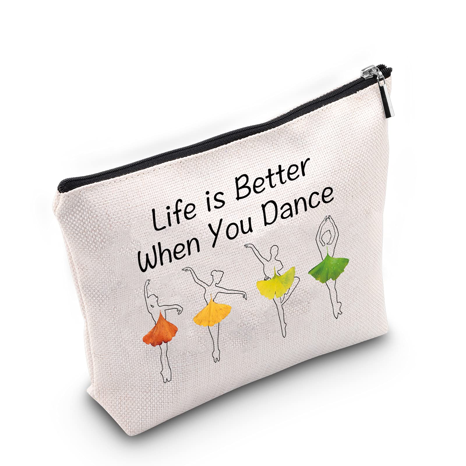 JNIAP Dancer Gift Dance Lover Makeup Bag - Life Is Better When You Dance Travel Toiletry Cosmetic Zipper Pouch, Perfect for Dance Classes, Performances & Travel Essentials