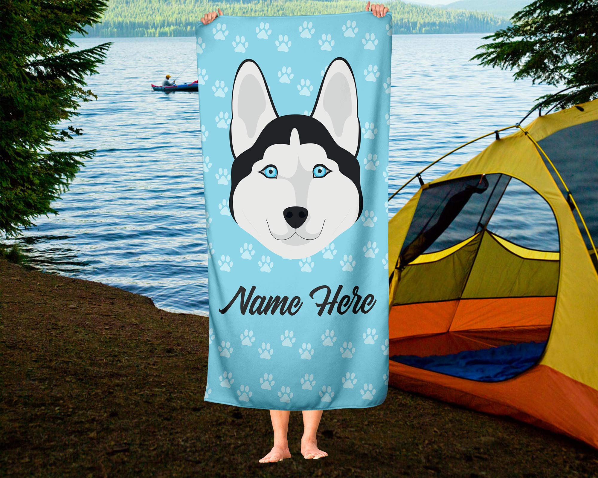 Custom Personalized Siberian Husky Beach Towels & Bath Towels - Large & Medium Sizes for Adults & Kids - Soft Absorbent Travel, Pool, Gym, Spa & Home Use