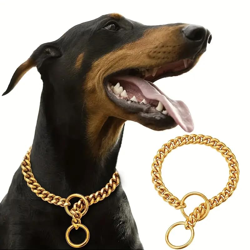 Premium Heavy Duty Brass Diamond Cut Gold Dog Choke Chain - 5mm Thick 30