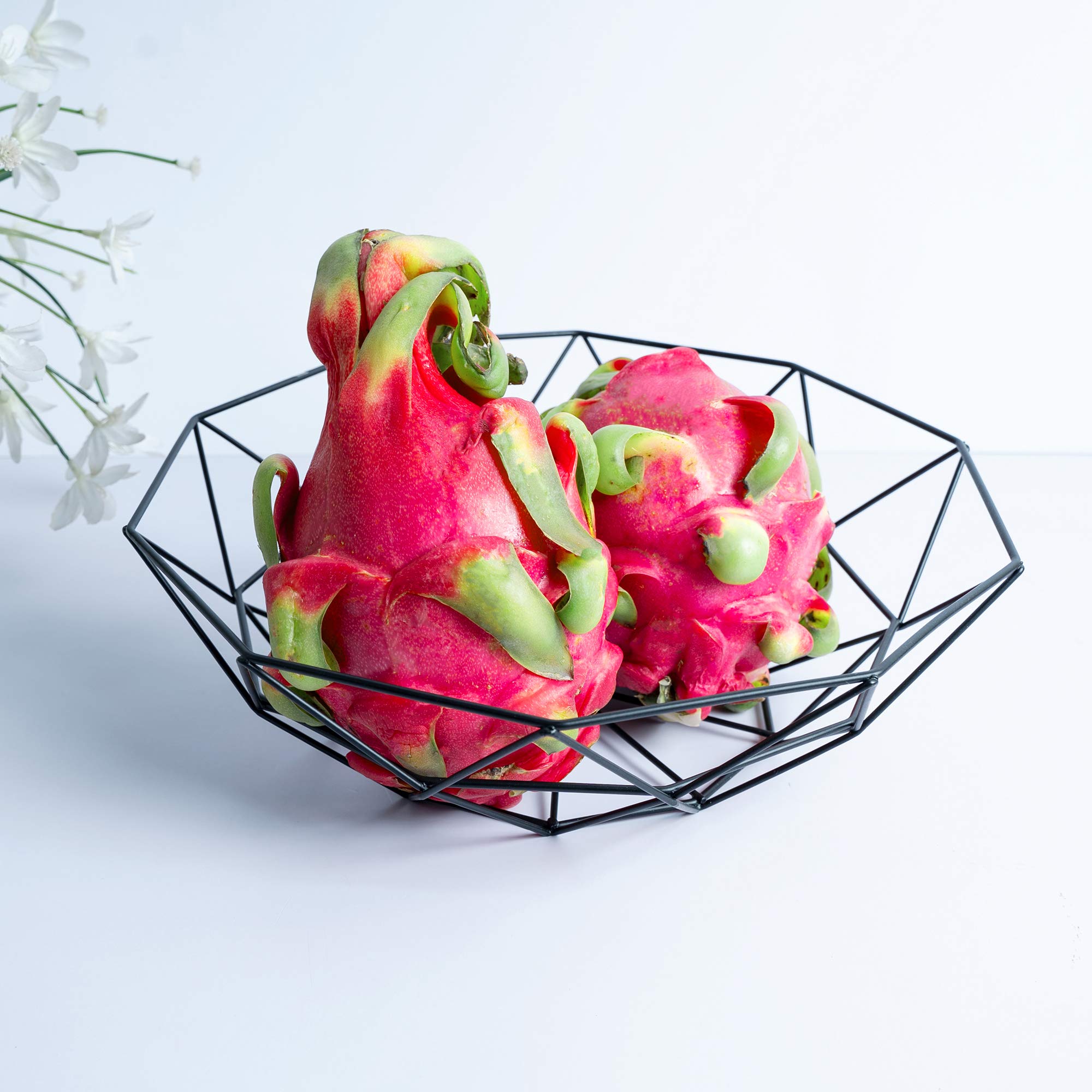 11-Inch Black Metal Wire Fruit Basket for Kitchen Countertop - Decorative Fruit Bowl for Vegetables, Candy & Centerpiece | Perfect for Home Decor, Dining Table & Gift Giving