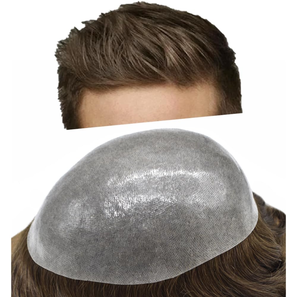 Premium Men's Toupee - 0.1-0.12mm PU Base European Remy Human Hair System for Thinning Hair (7x9, Dark Brown #3, 120% Density) - Natural Looking Hair Replacement for Daily Wear & Special Occasions