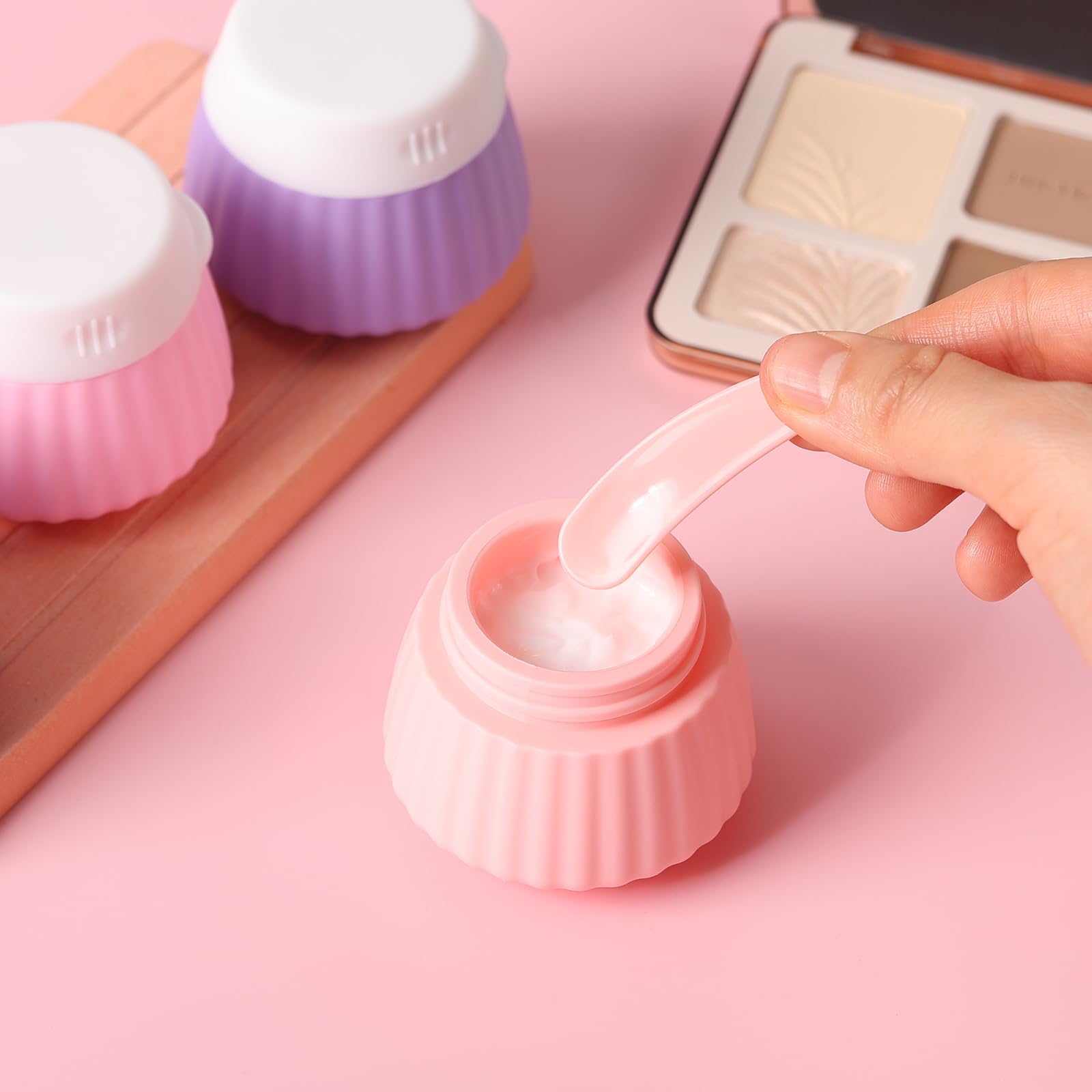 TSA Approved Silicone Travel Containers for Toiletries - Leak Proof Cream Jars for Liquid Cosmetic, Face & Body Cream | Travel Essentials Kit with Clear Bag & Labels | Perfect for Air Travel, Gym & Vacation Packing