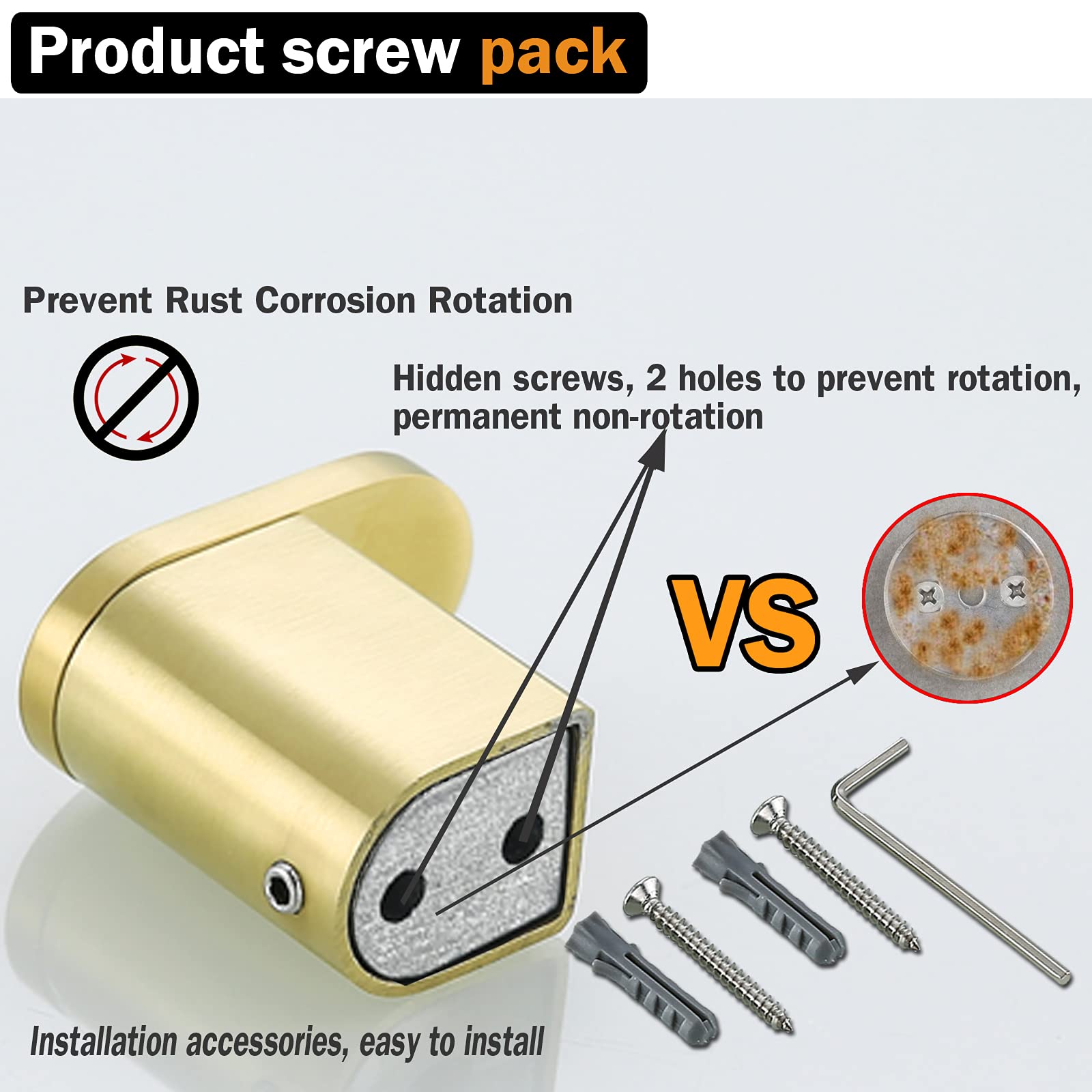 Brushed Gold Towel Hook - 2 Pack SUS304 Stainless Steel Wall Mounted Hooks for Bathroom, Robe, Coat & Hand Towel - Durable Rustproof Home Decor for Bathroom, Kitchen & Bedroom Organization