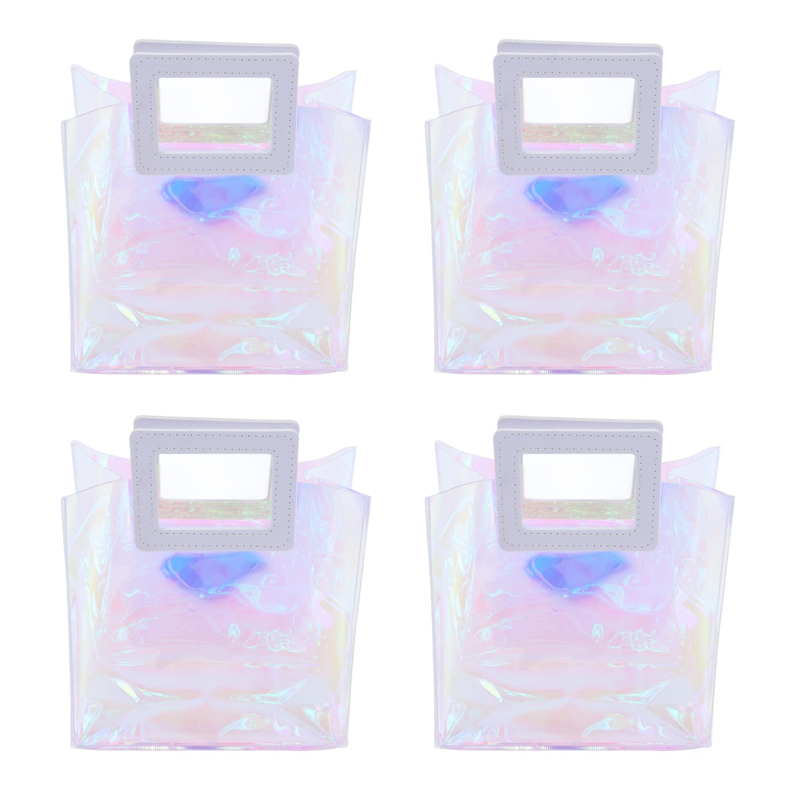4 Pcs Iridescent Tote Bags - Large Holographic Handbags for Women | Beach & Shopping