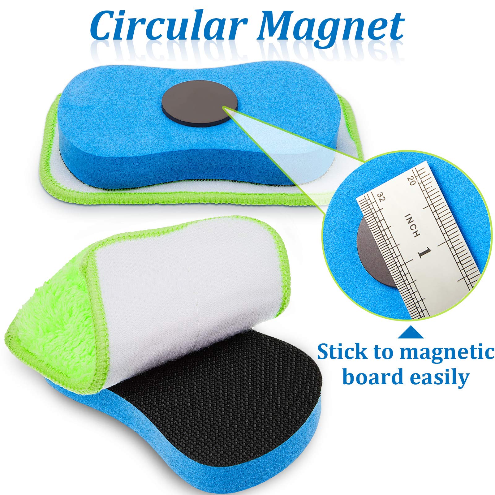 Microfiber Dustless Chalk Eraser - Magnetic Chalkboard Cleaner & Multipurpose Duster - Washable & Reusable for Markers, Chalk - Perfect for Home, Classroom, Office (4-Pack) - Ideal for Whiteboards, Blackboards, and School Supplies