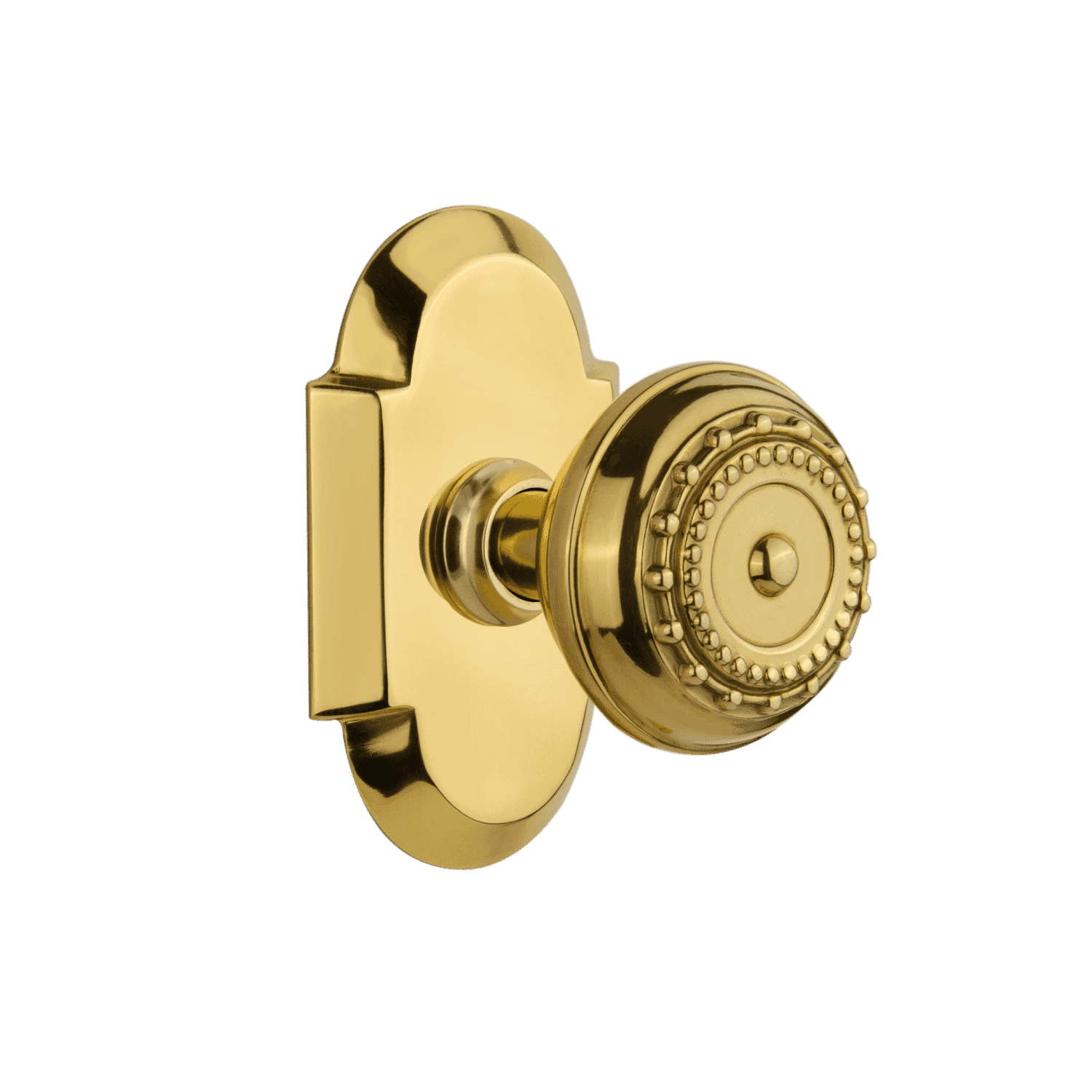 Polished Brass Cottage Short Plate with Meadows Knob - Vintage Style Cabinet Hardware for Kitchen, Bathroom & Furniture (Set of 10)